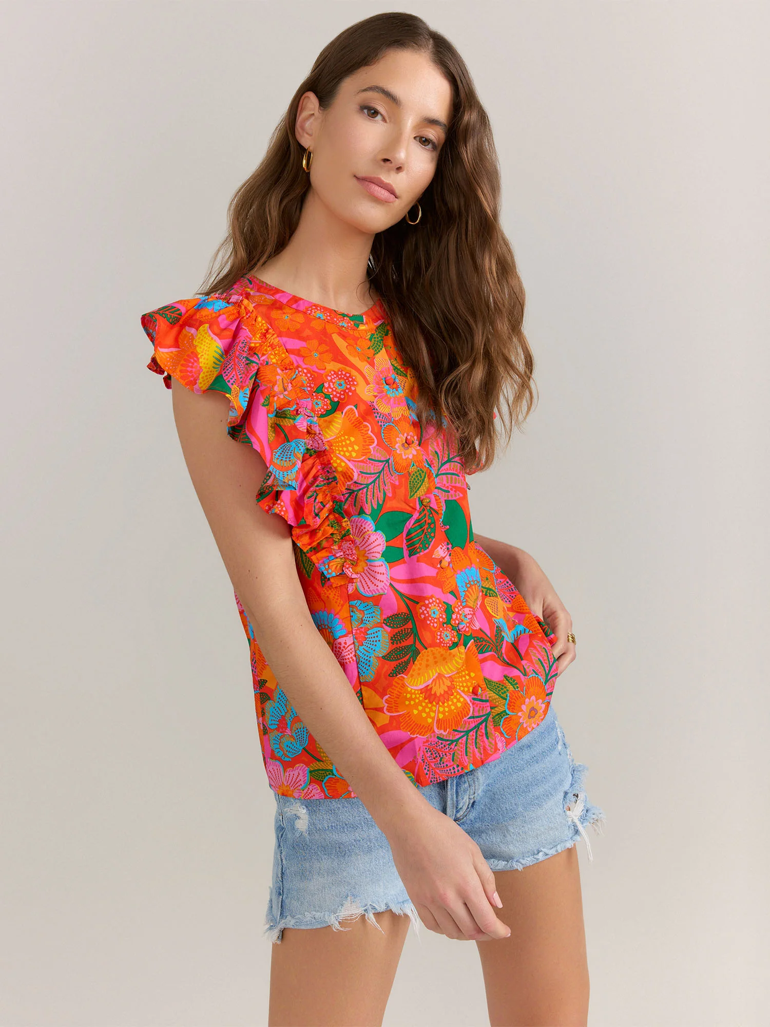 Sugarlips Flutter Sleeve Floral Blouse - Brands We Love