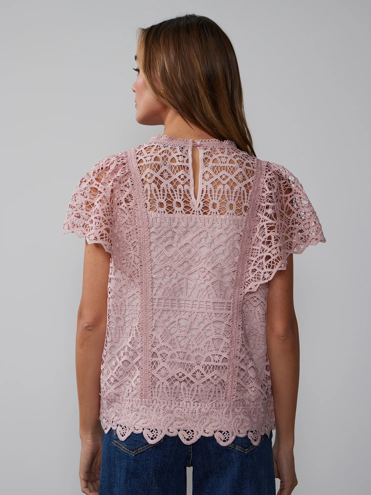 Short Sleeve Crochet Lace Blouse - Image 3