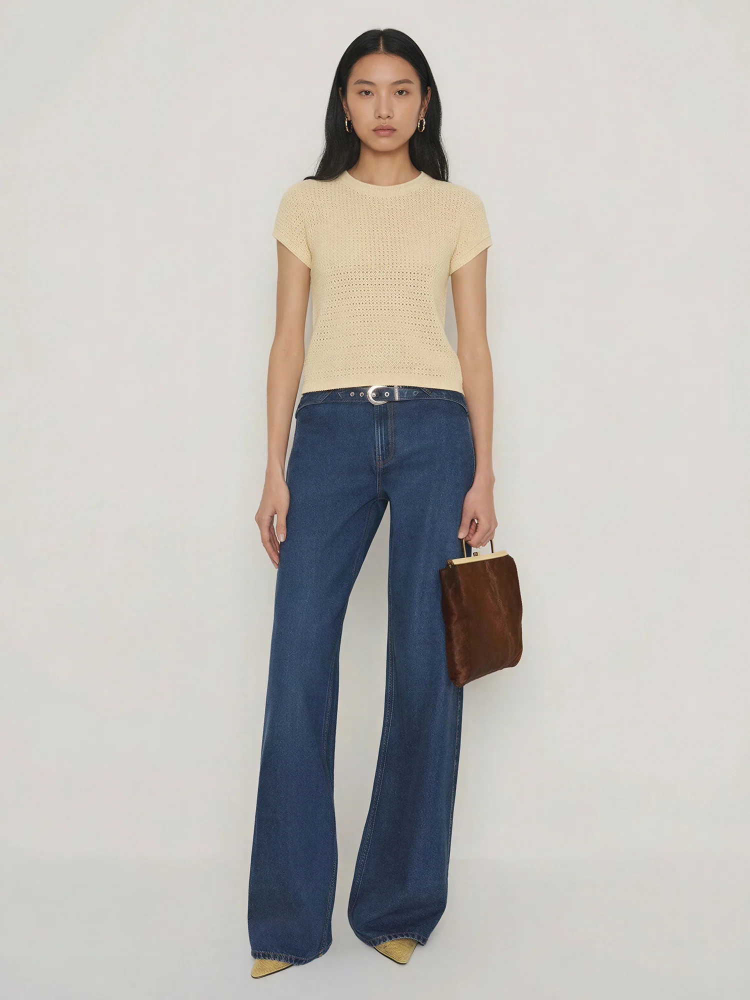 Short Sleeve Open Crochet Top - Image 2