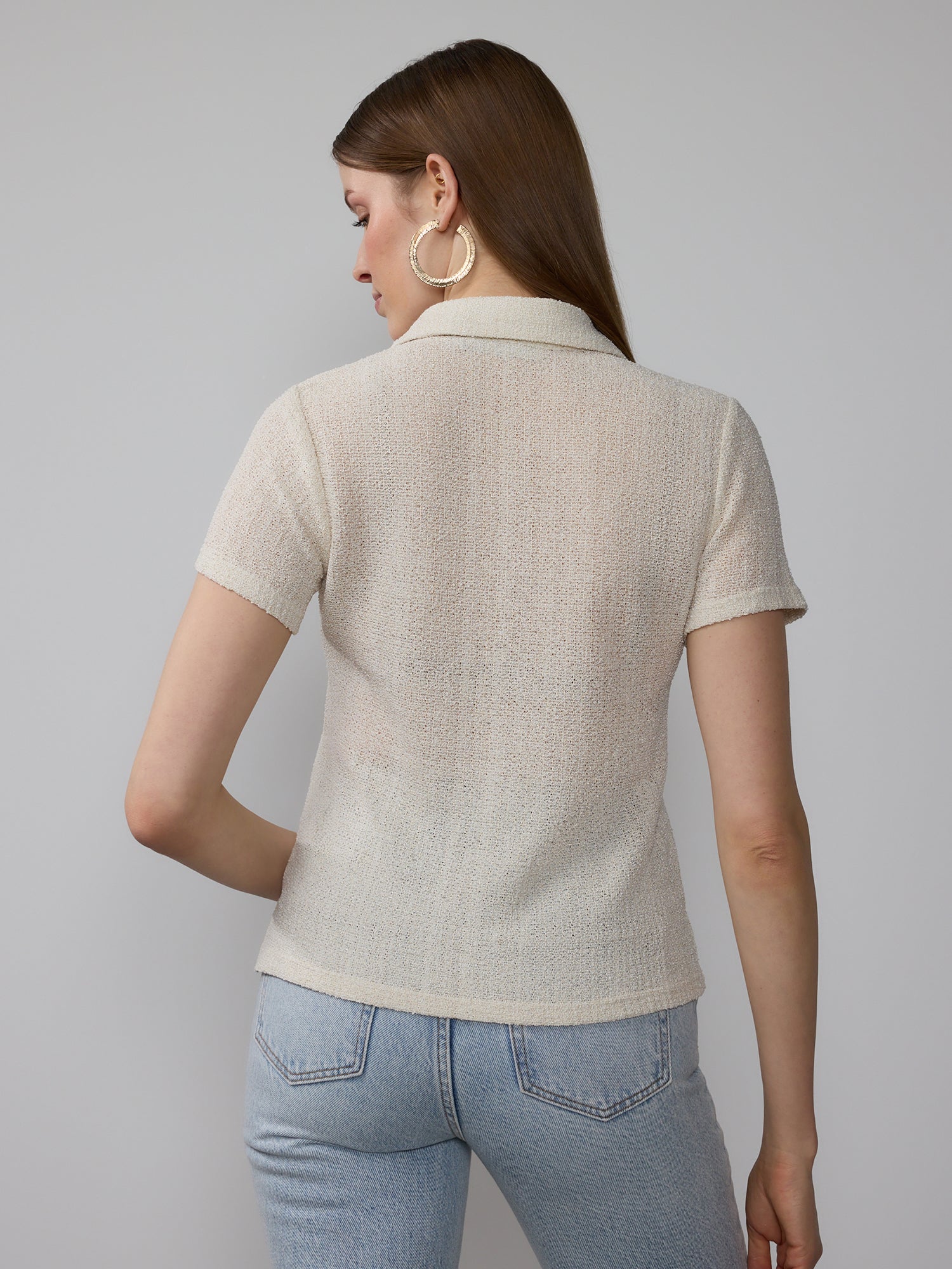 Open Knit Polo Tee - Image 7