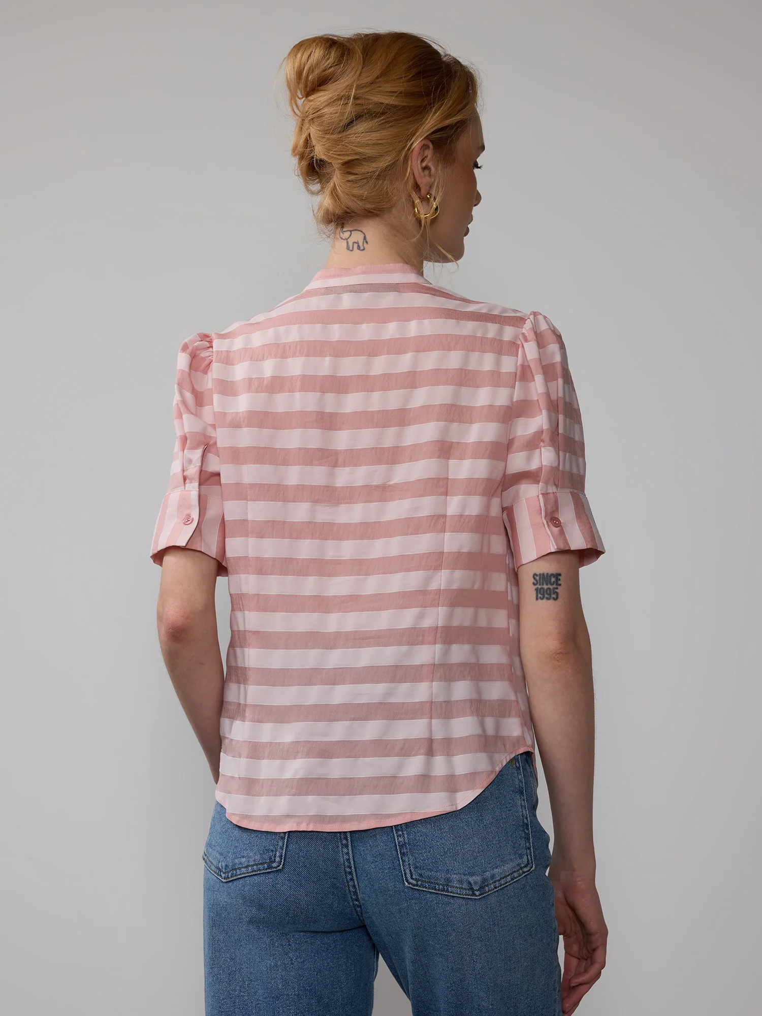 Puff Sleeve Striped Button Down Top - Image 11