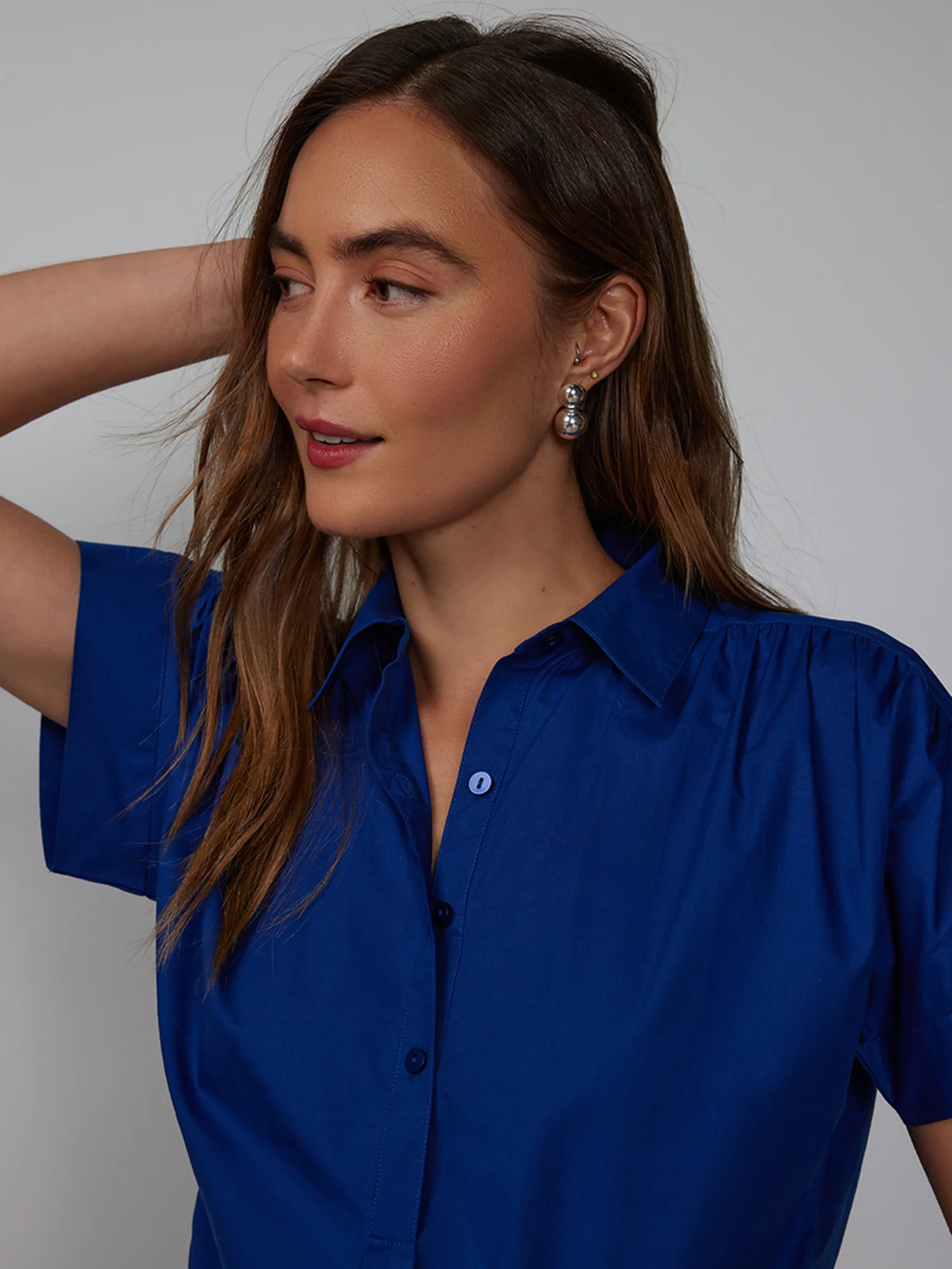 Shirred Shoulder Popover Shirt - Image 9