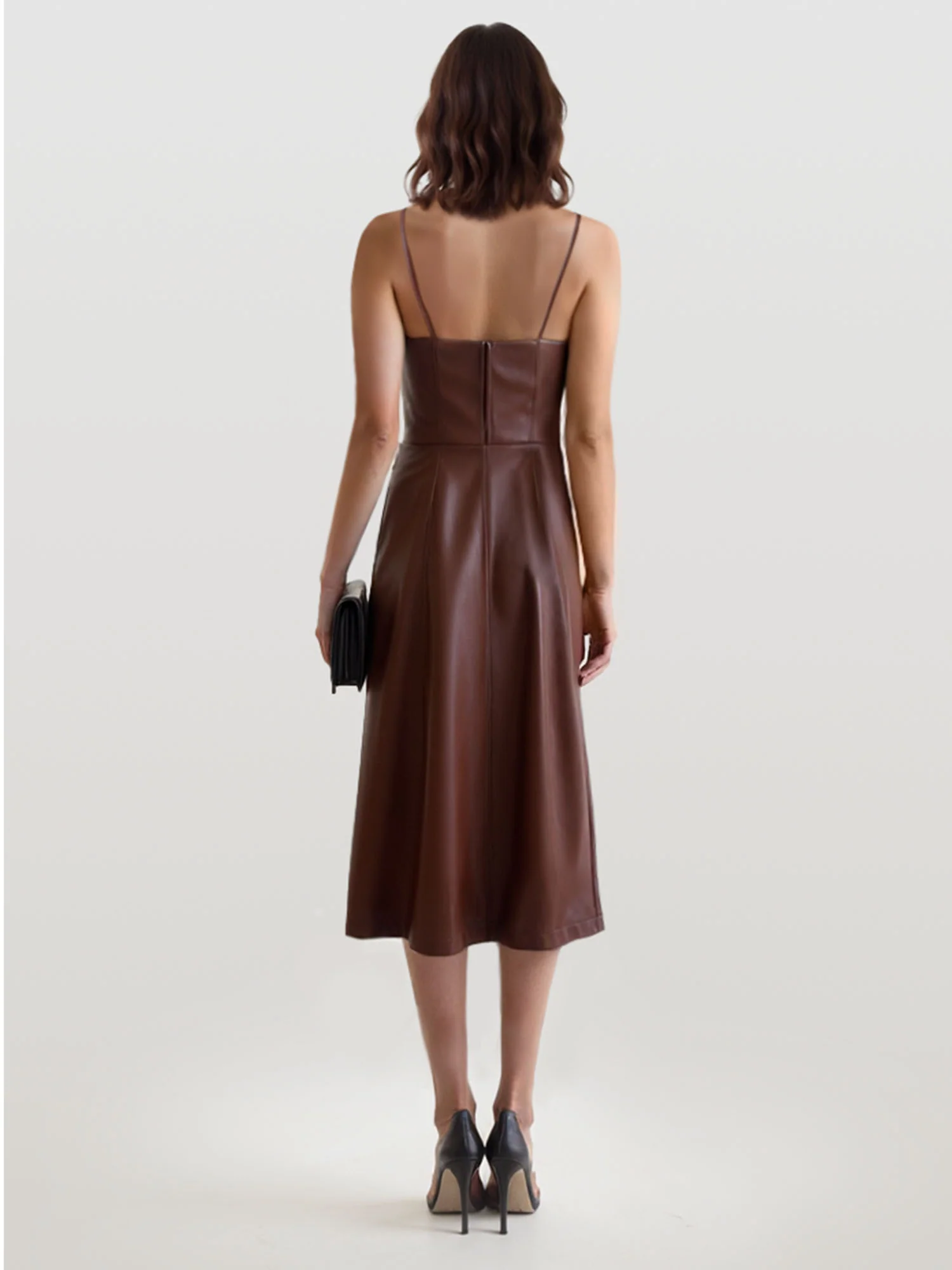 Strapless Faux Leather Midi Dress - Image 7