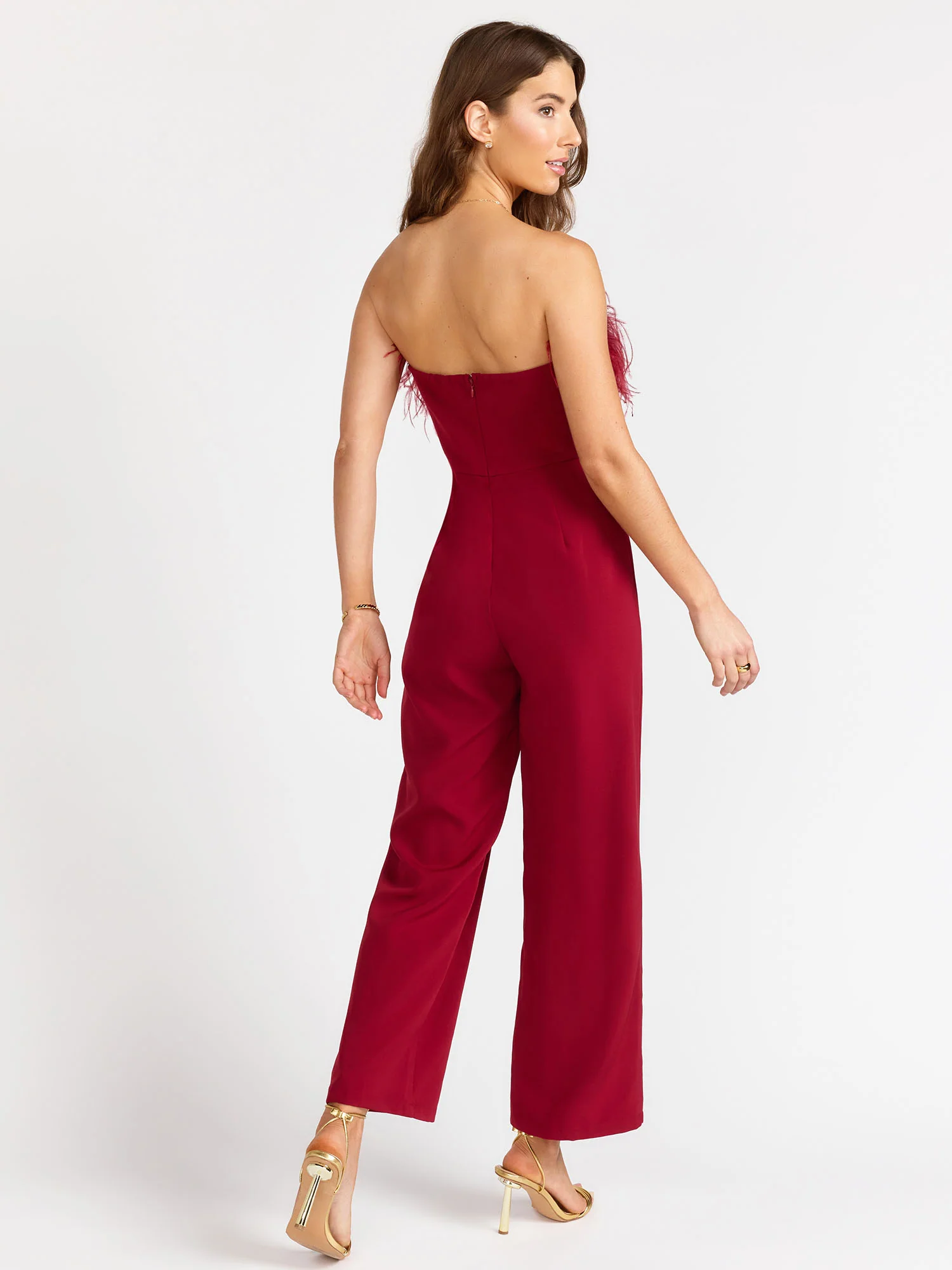 Lena Strapless Feather Trim Jumpsuit - Brands We Love - Image 7