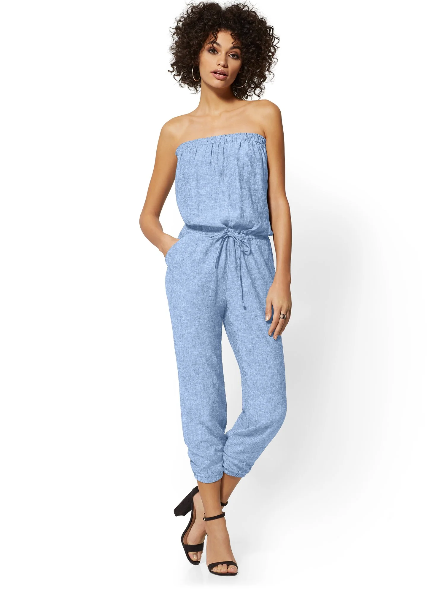 Strapless Linen-Blend Jumpsuit - Image 6