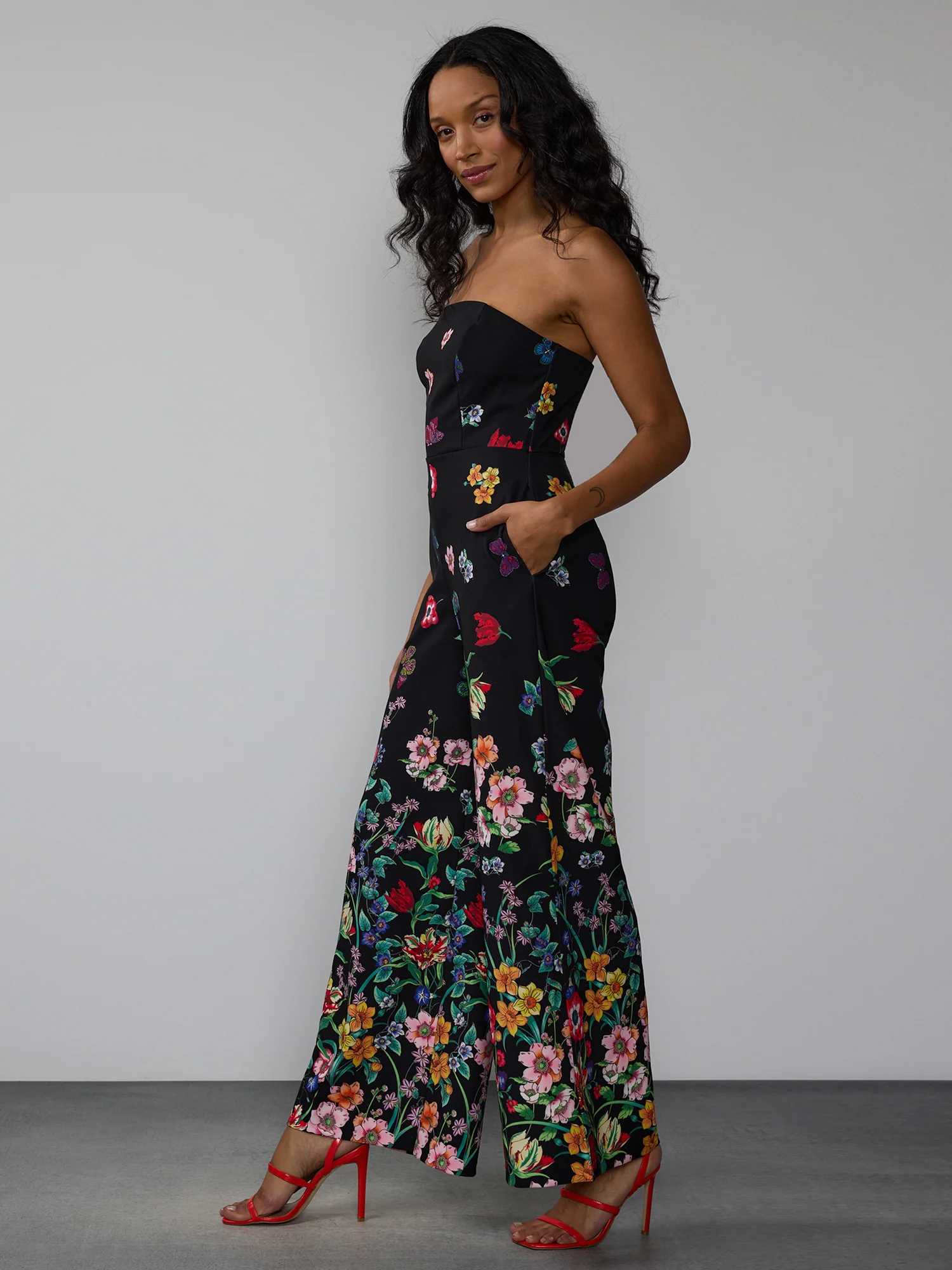 Strapless Gradient Floral Jumpsuit - Image 2