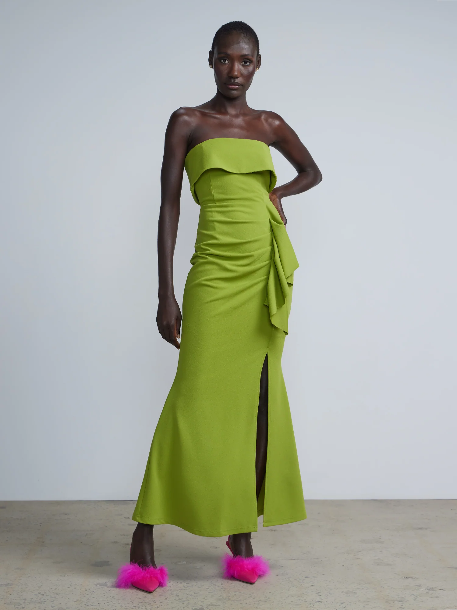 Strapless Ruffle Detail Gown