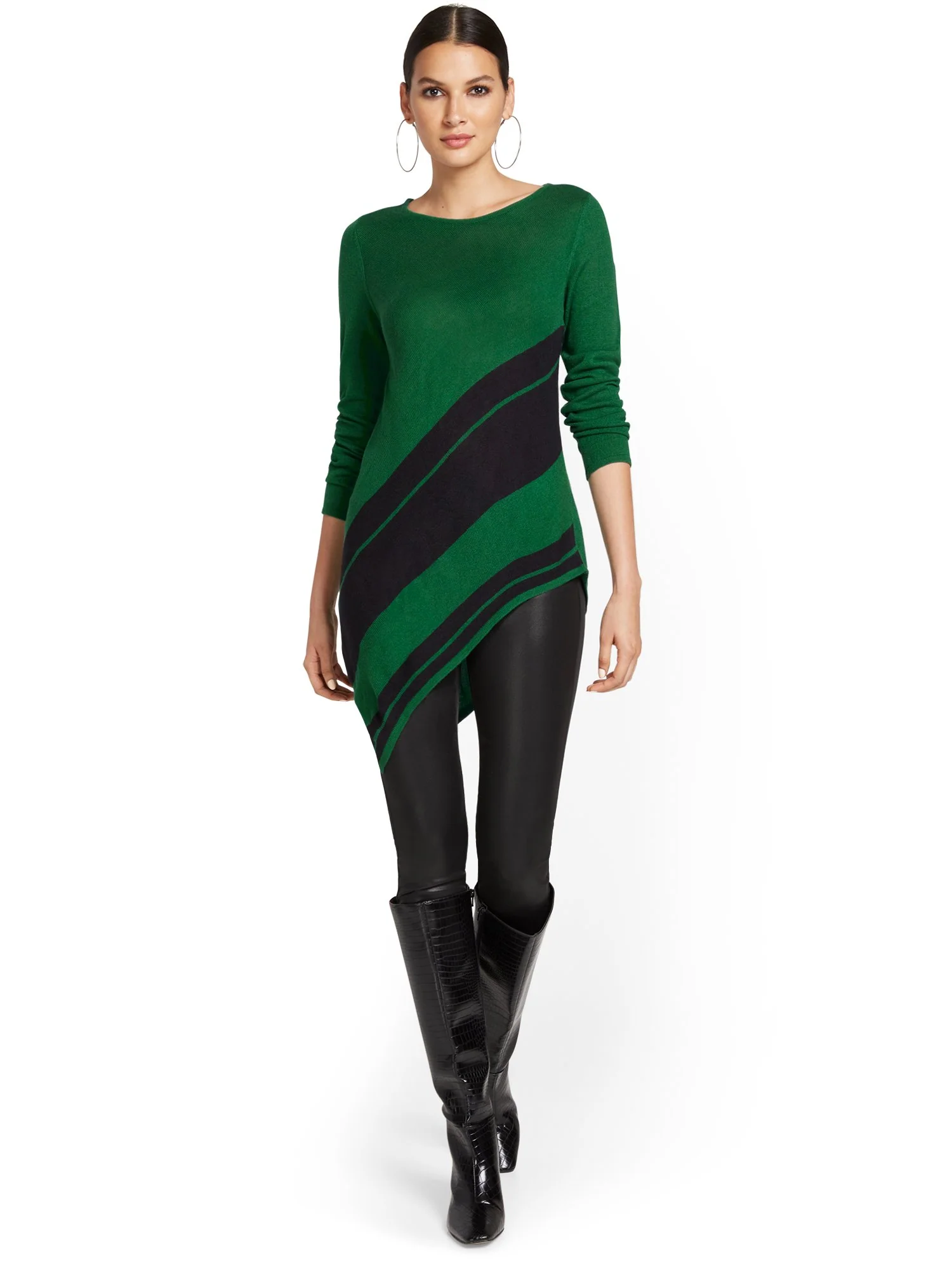 Stripe Asymmetrical Tunic Sweater - Image 9