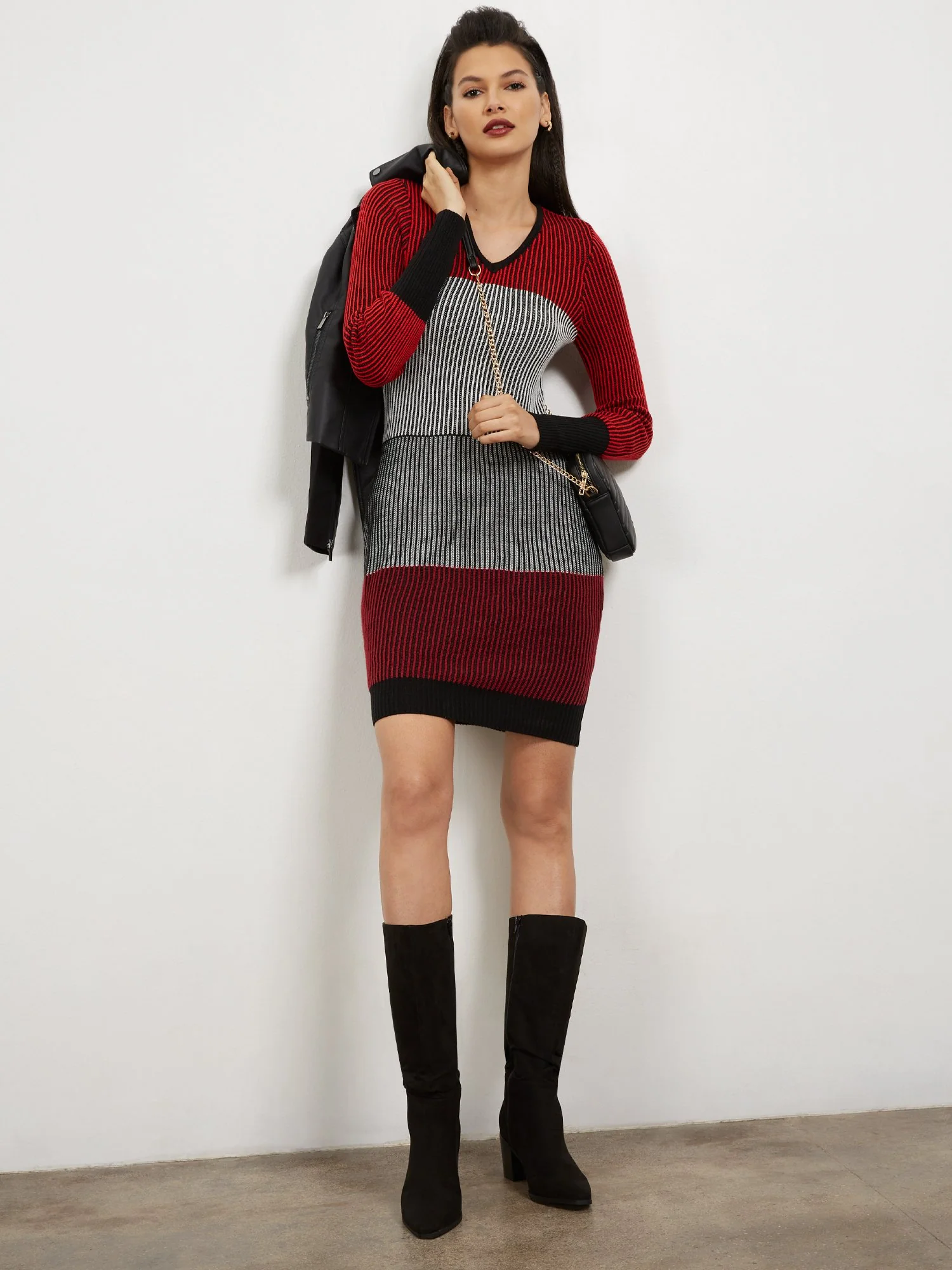 Stripe Colorblock Sweater Dress - Image 2