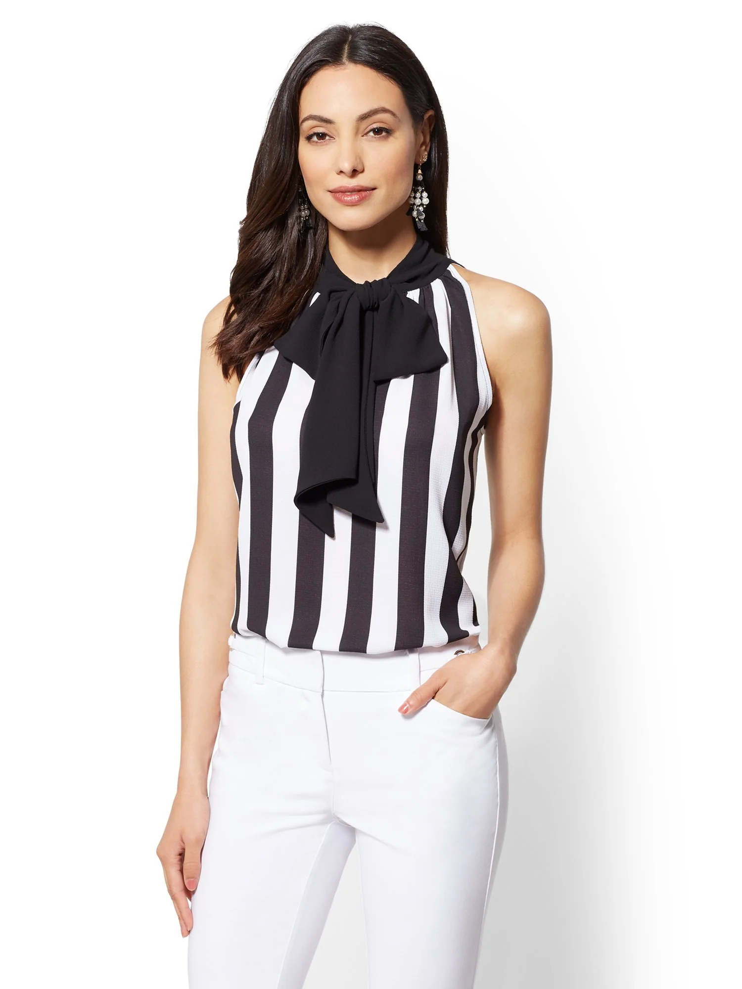 Stripe Halter Blouse - 7th Avenue