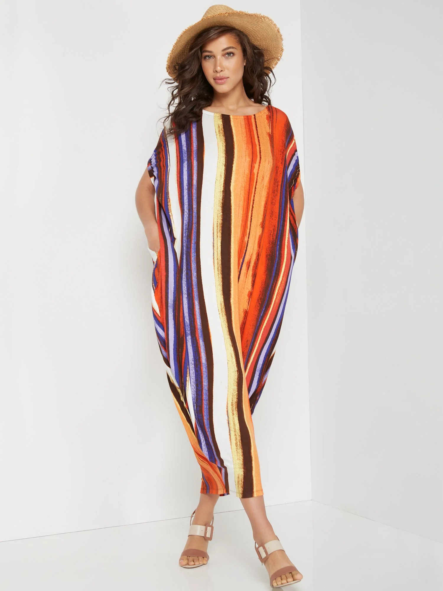 Stripe Kimono Maxi Dress