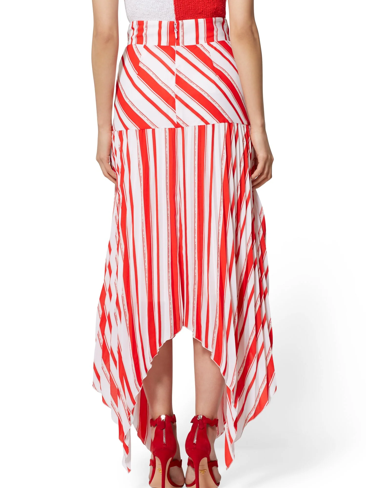 Stripe Pleated Handkerchief-Hem Skirt - Image 3