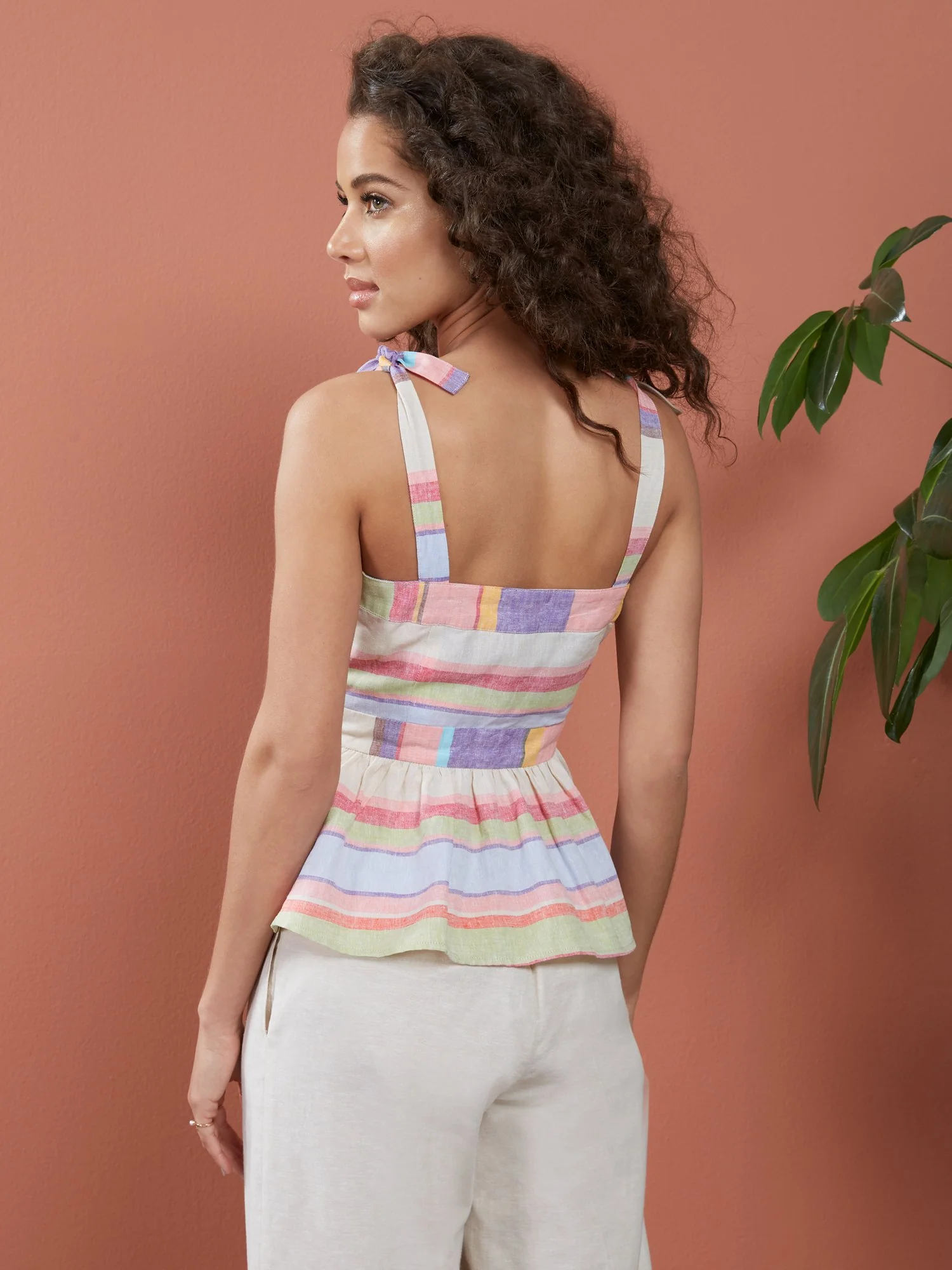 Stripe Tie-Strap Peplum Tank - Image 3
