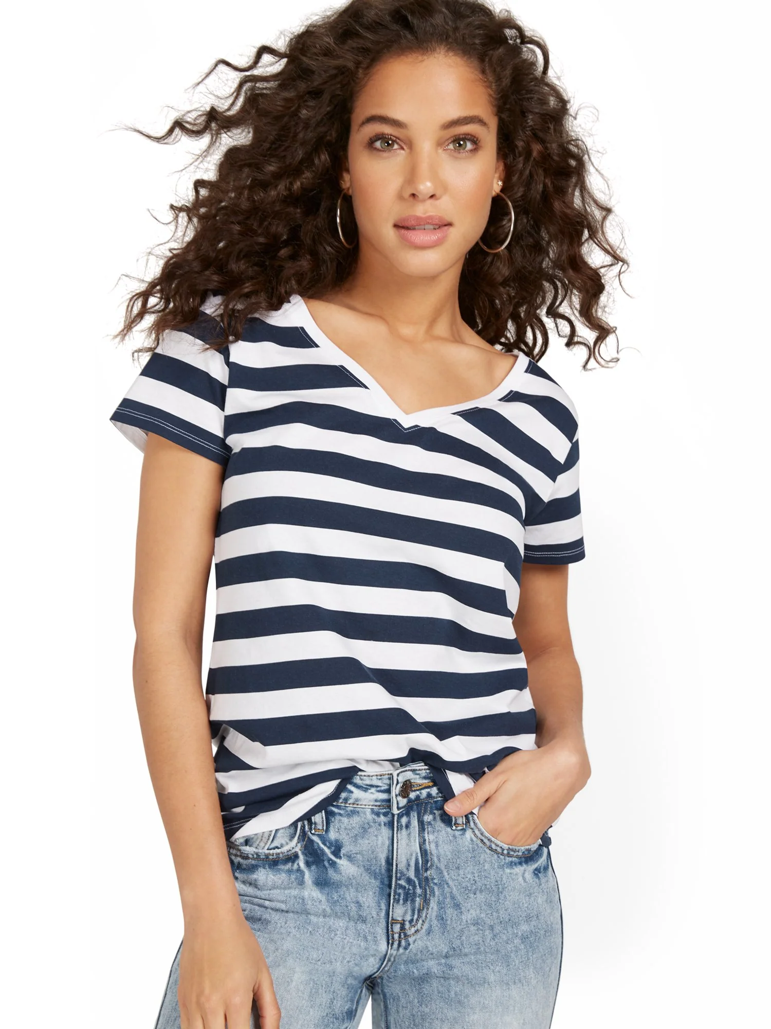 Stripe V-Neck Perfect Tee - Image 2