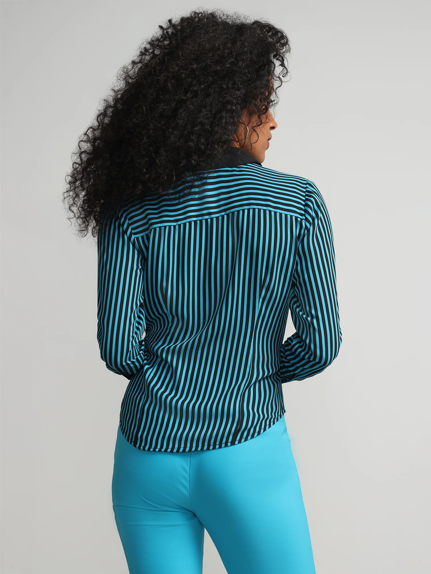Striped Button-Front Pocket Blouse - Image 5