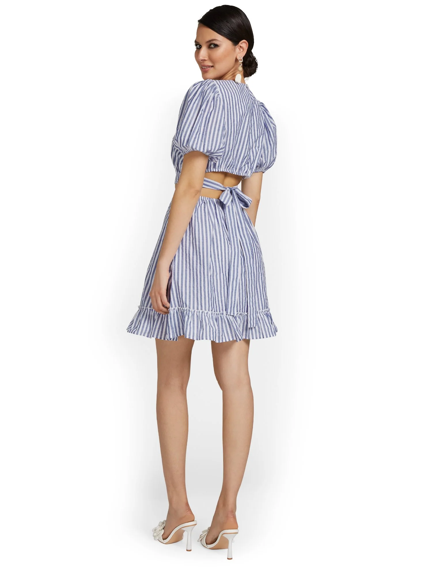 Striped Cut-Out Flare Dress - Lily & Cali - Image 4