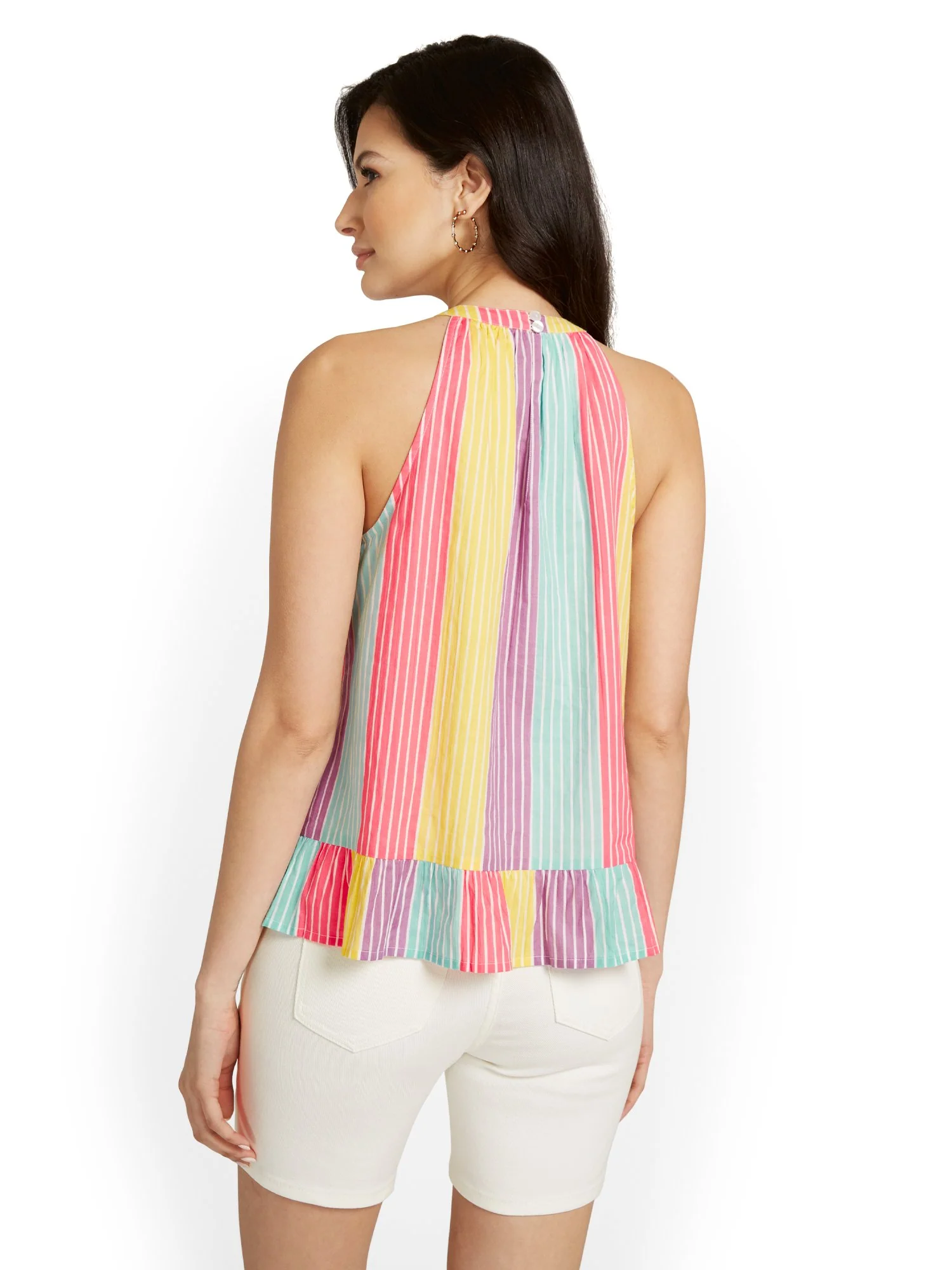 Striped Halterneck Ruffle Top - Image 3
