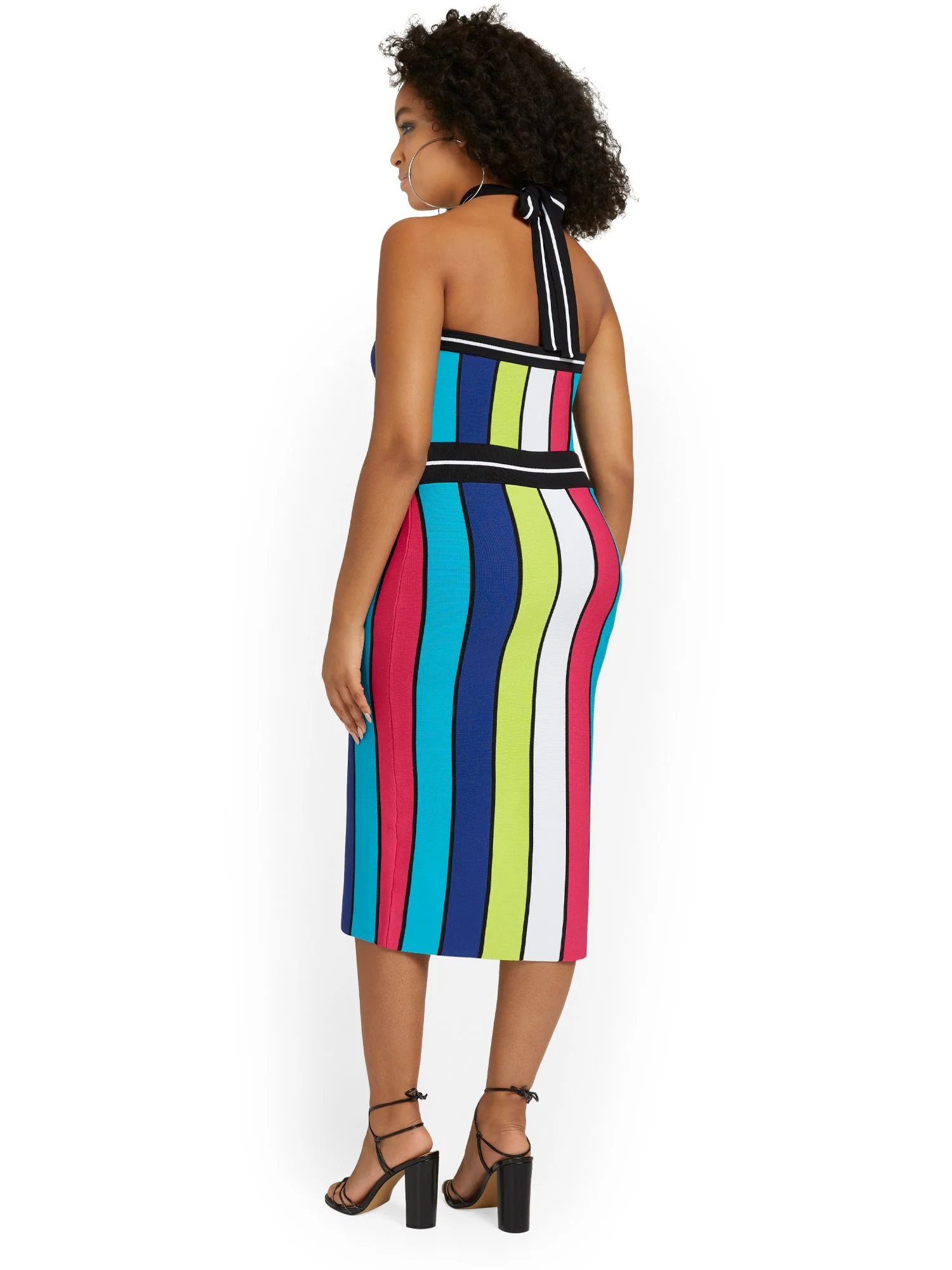 Striped Halterneck Sweater Dress - Image 3