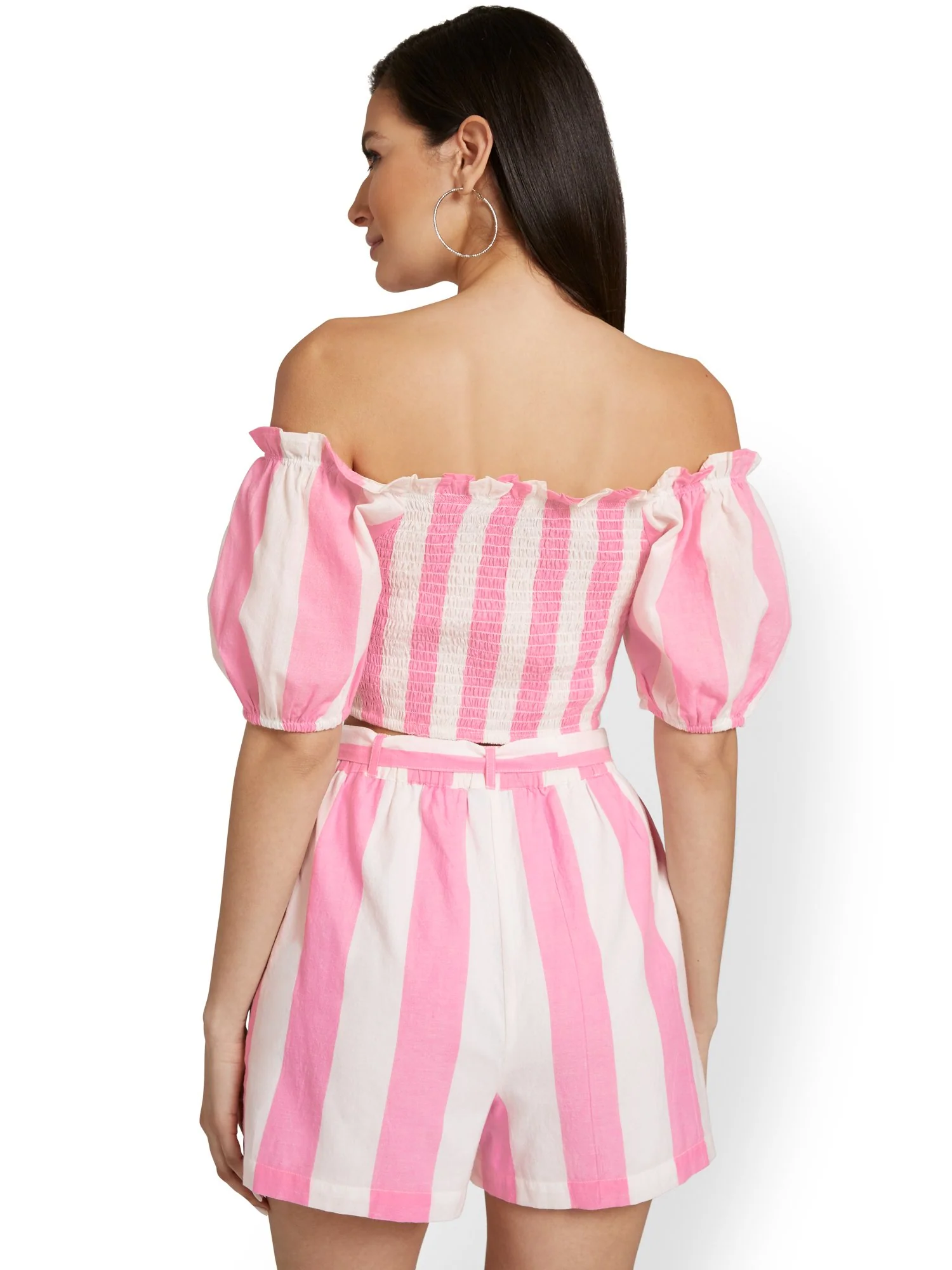Striped Off-The-Shoulder Smocked Top - Image 3
