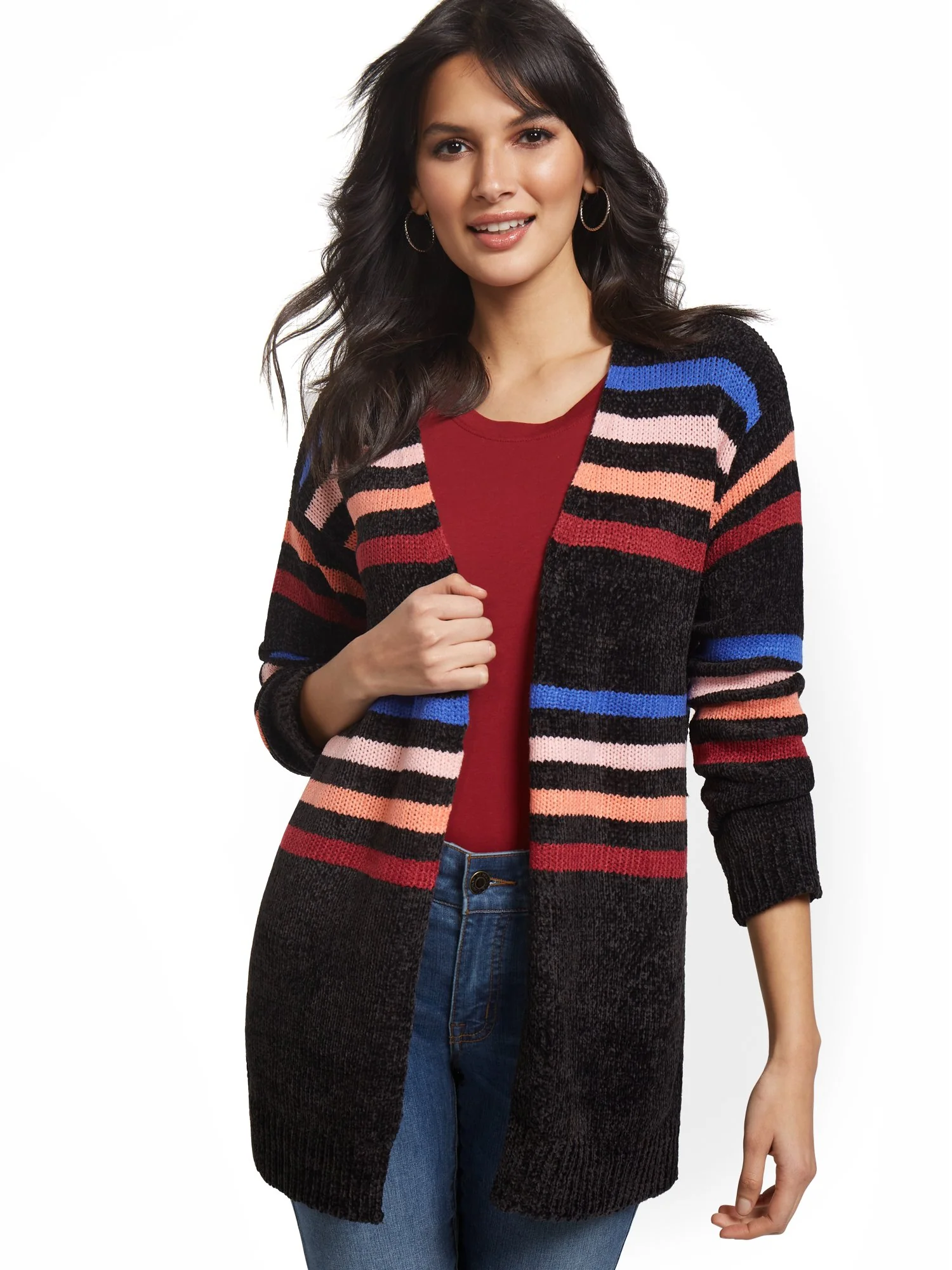 Striped Open Cardigan - Image 2