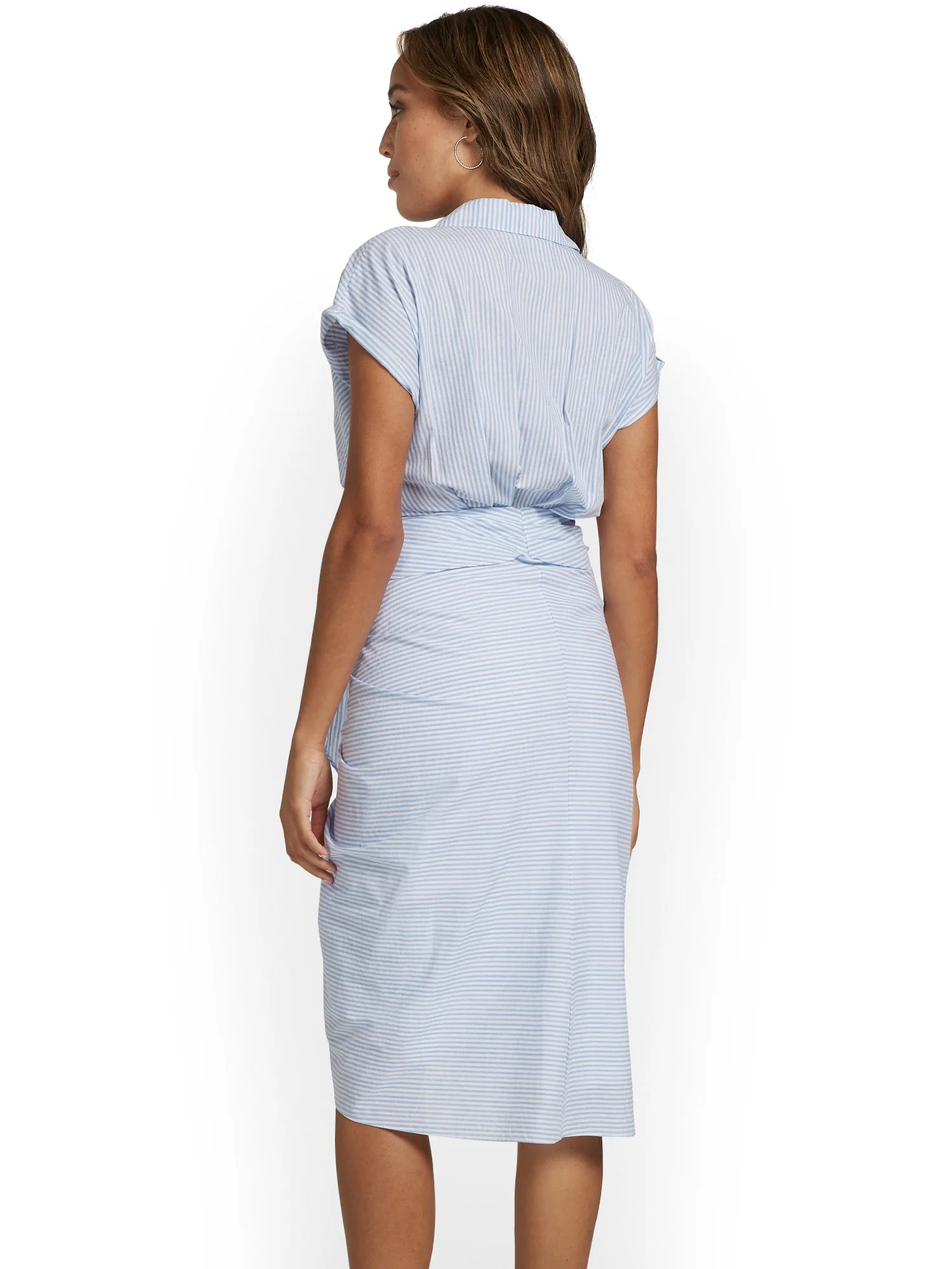 Striped Shirred Shirtdress - Do+Be - Image 3