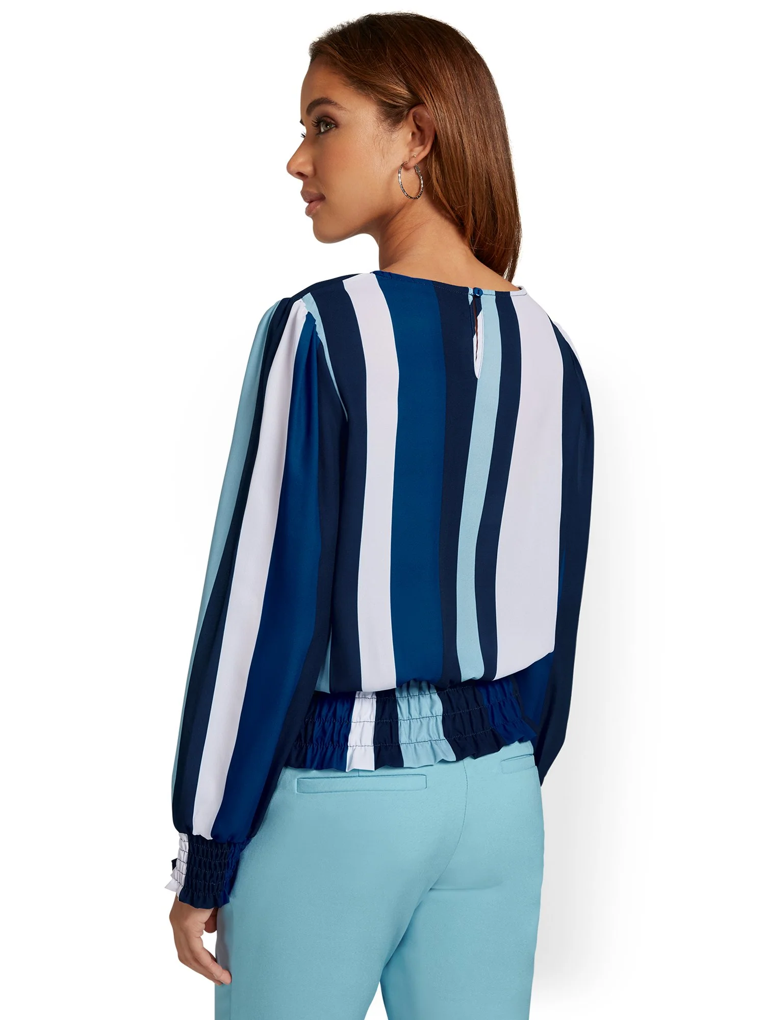 Striped Smock-Waist Blouse - Image 3