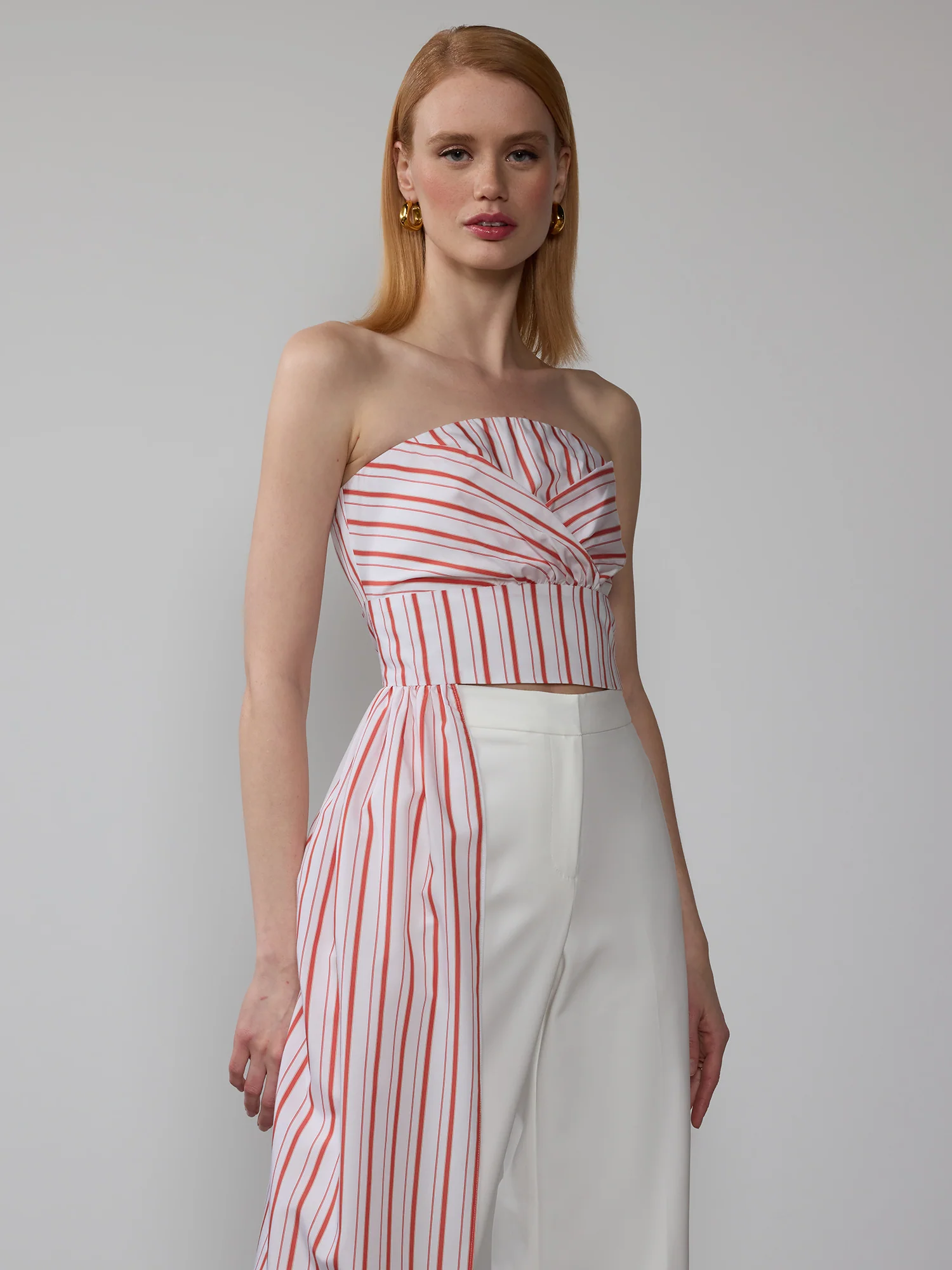 Strapless Stripe Tie Waist Top - Image 9
