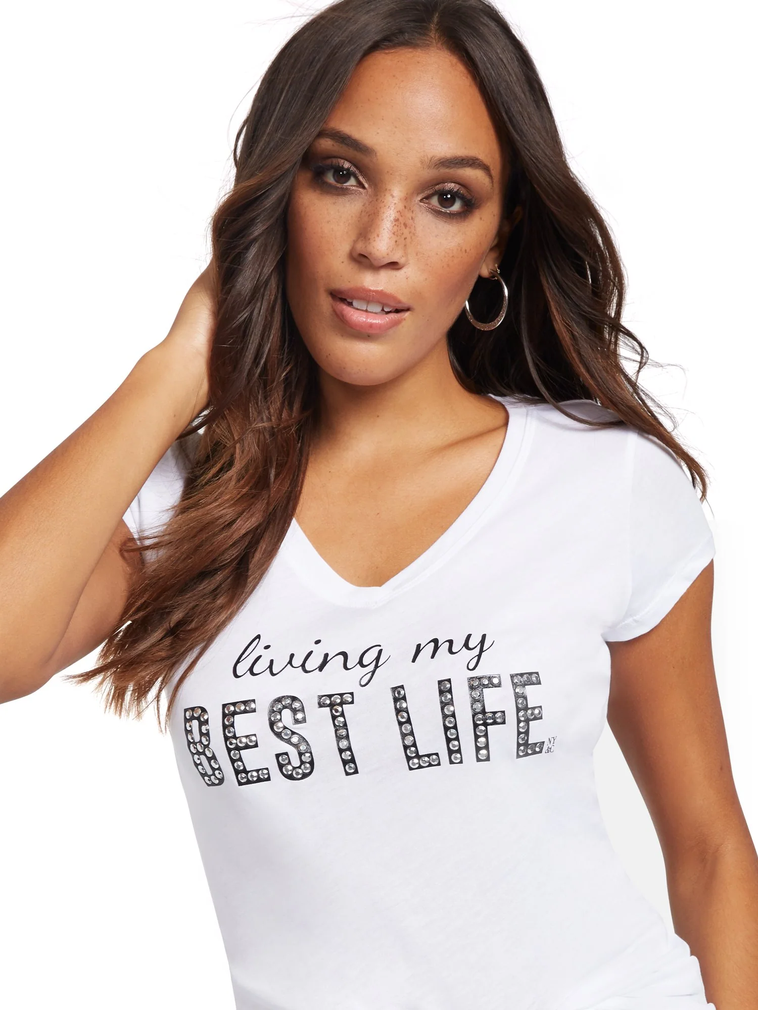 Studded 'Living My Best Life' Graphic Logo Tee