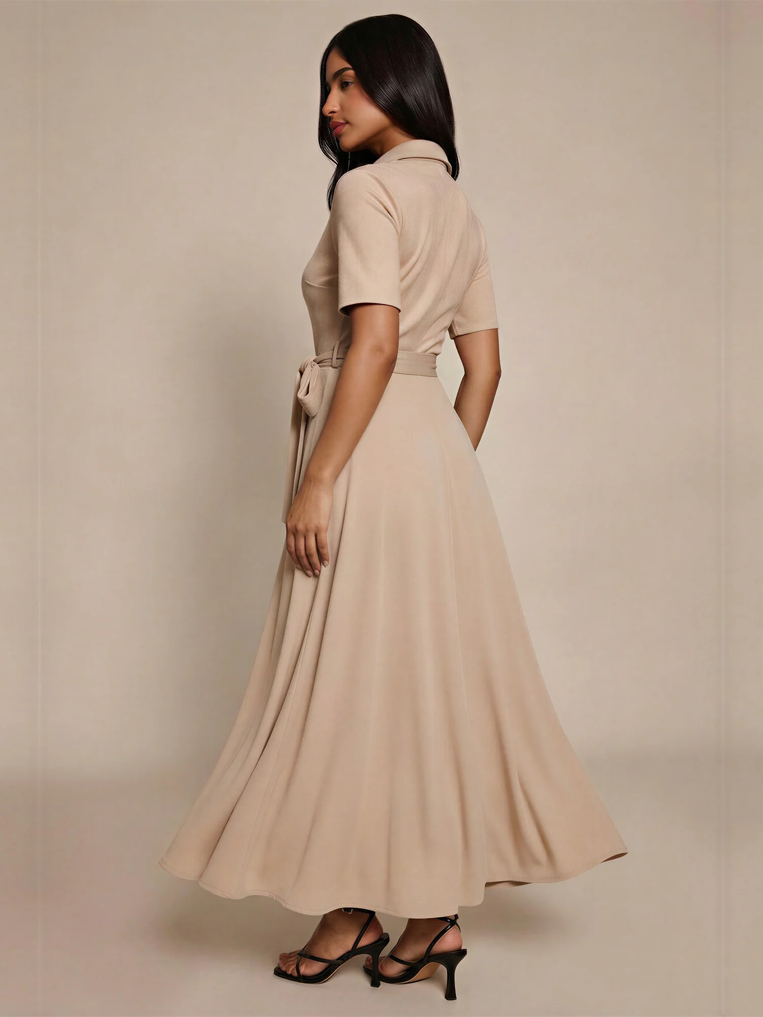 Suede Wrap Midi Dress - Image 3