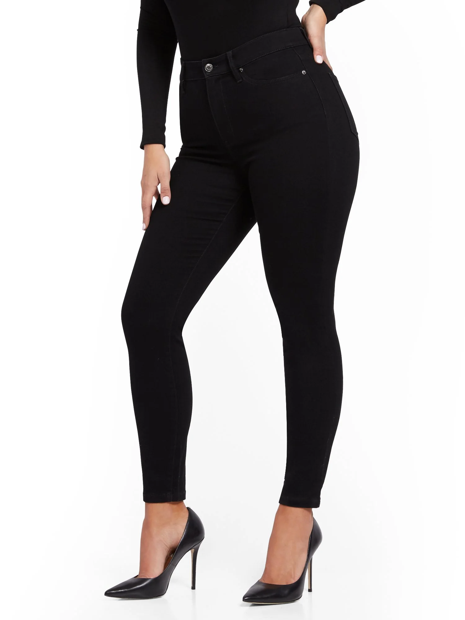 Super High-Waisted No-Gap Super-Skinny Jeans - Black - Image 3