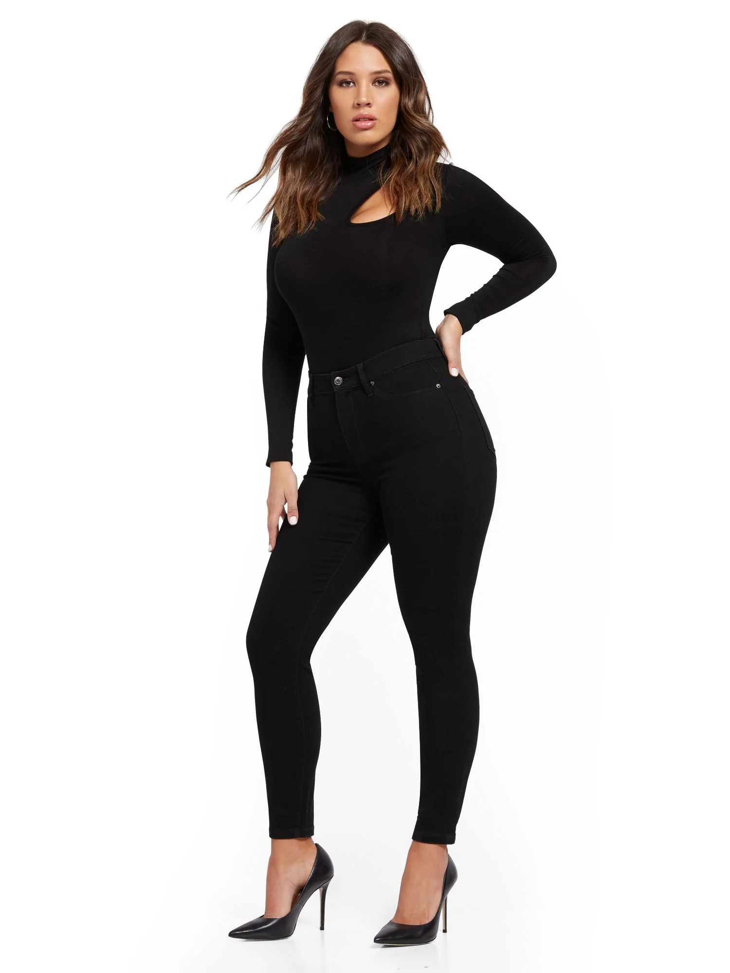 Super High-Waisted No-Gap Super-Skinny Jeans - Black - Image 5