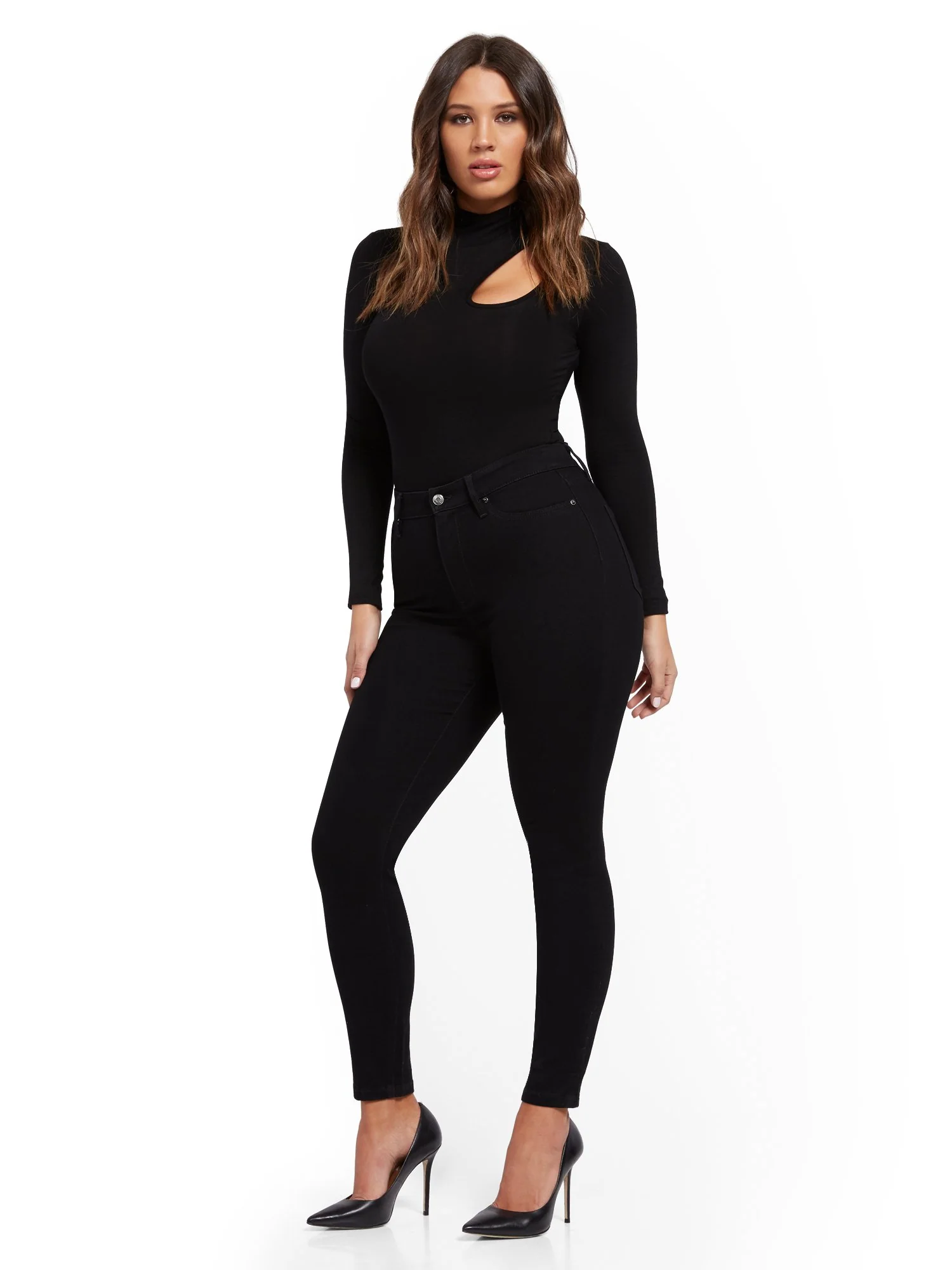 Super High-Waisted No-Gap Super-Skinny Jeans - Black - Image 6