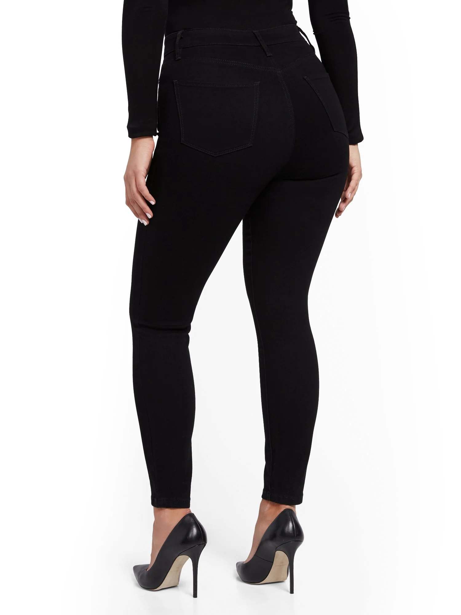 Super High-Waisted No-Gap Super-Skinny Jeans - Black - Image 9