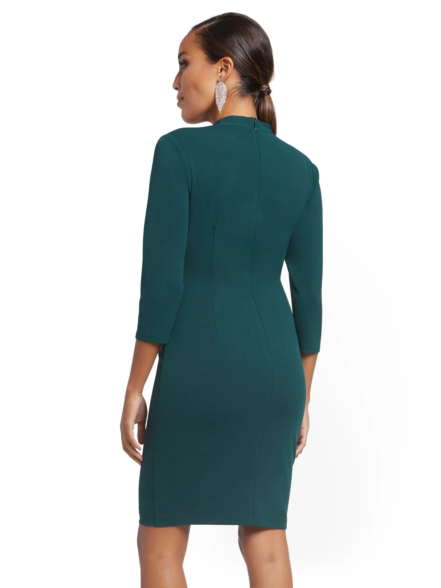 Surplice Button-Waist Sheath Dress - Magic Crepe® - Image 3