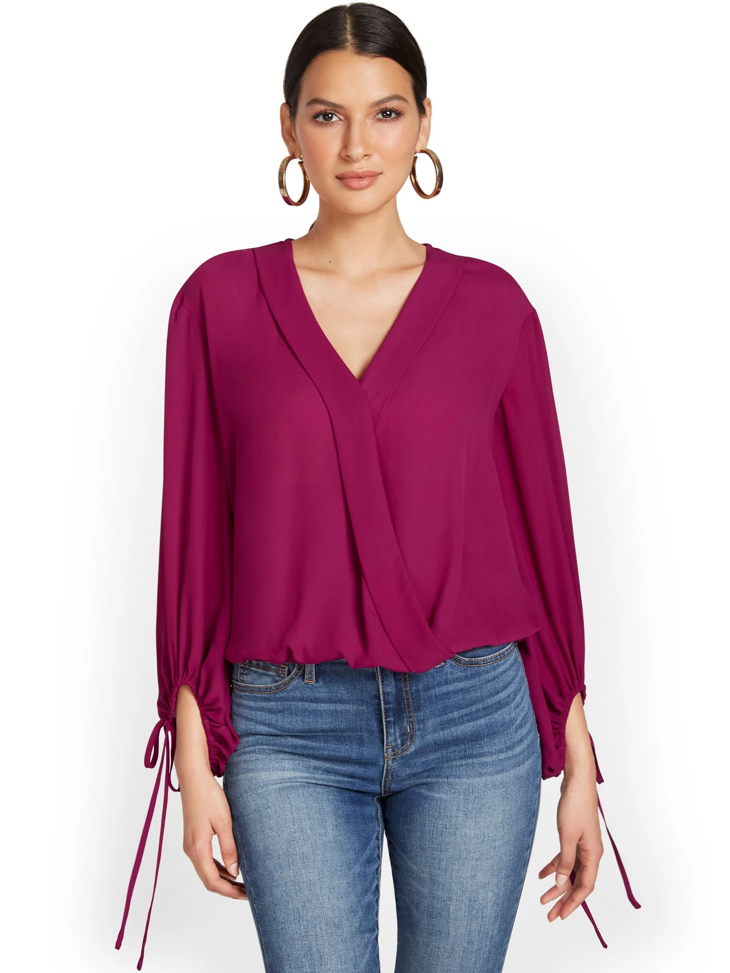Surplice Tie-Sleeve Top - Image 2