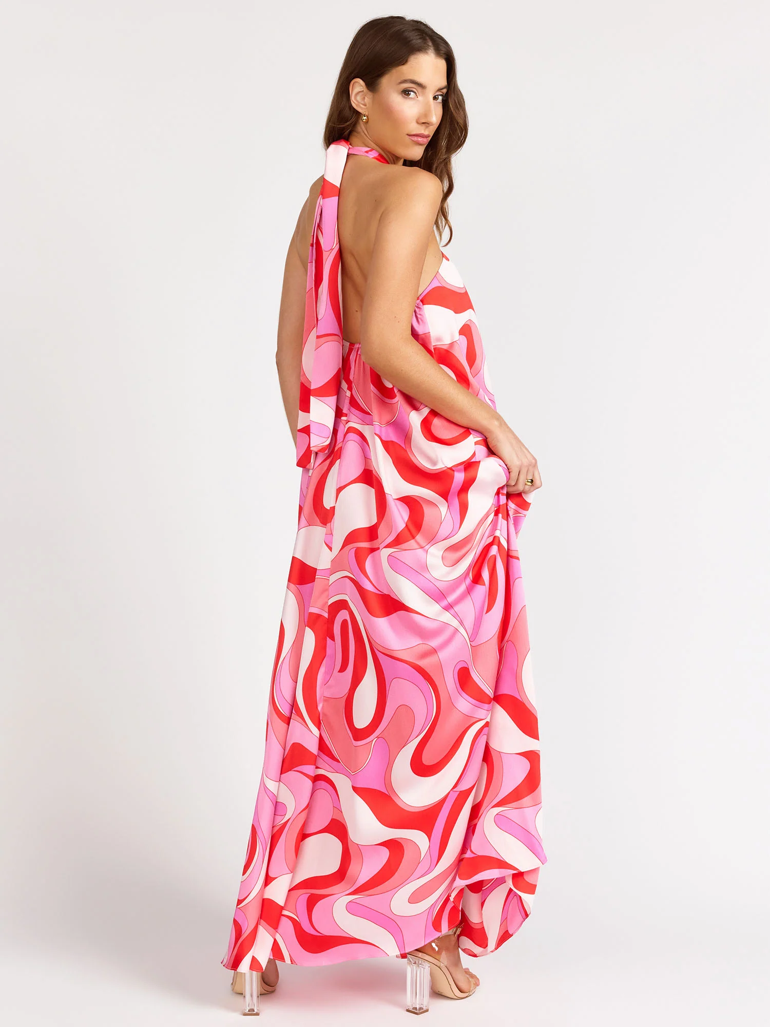 Swirl Print Halter Neck Maxi Dress - Aakaa - Image 5