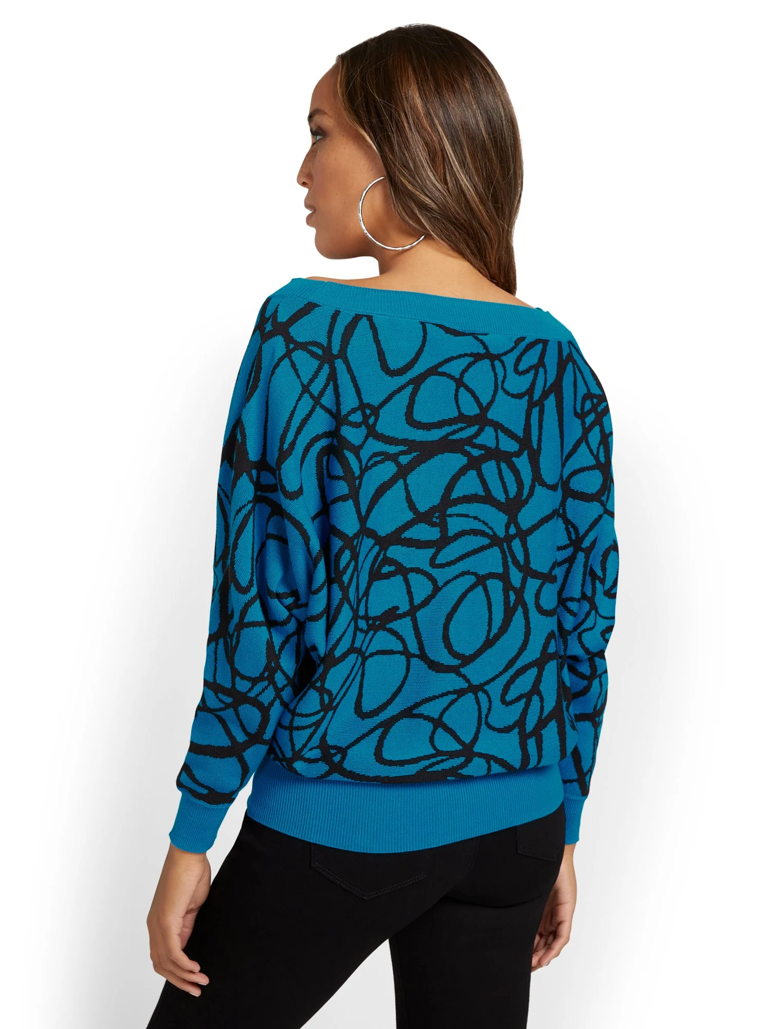 Swirl-Print Slouchy Pullover Sweater - Image 3