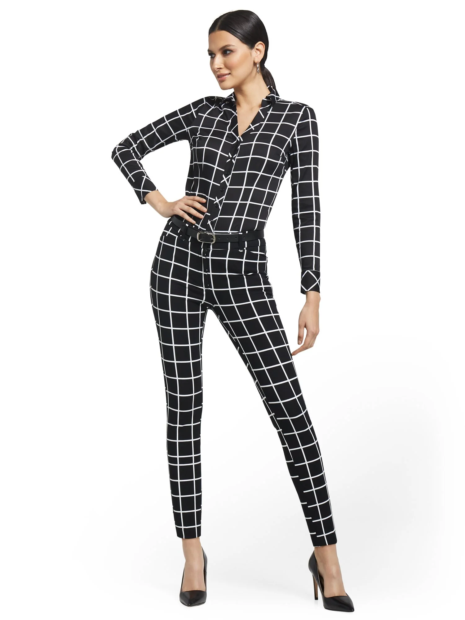 Tall Audrey High-Waisted Ankle Pant - Grid-Print - Image 3