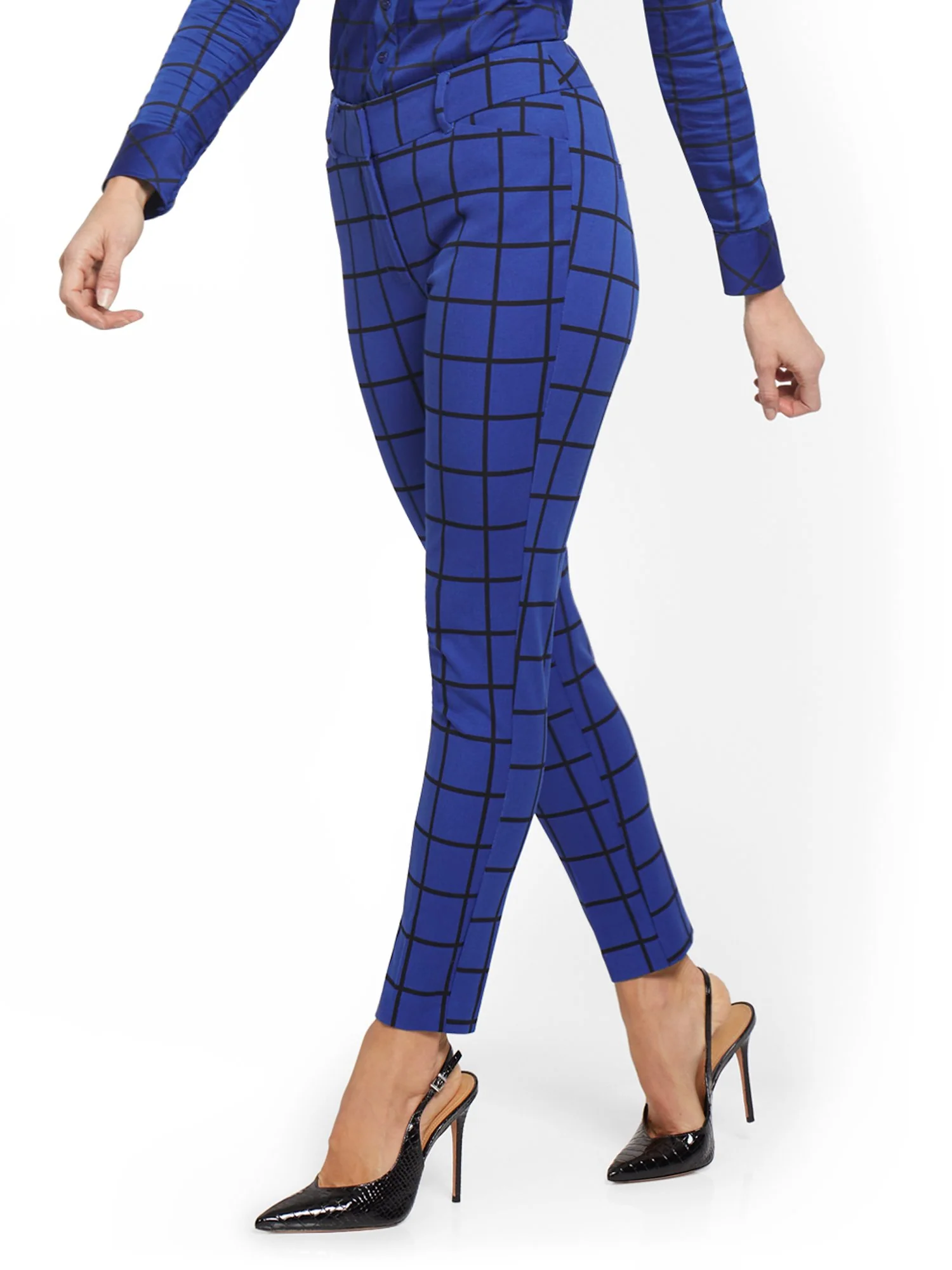 Tall Audrey High-Waisted Ankle Pant - Grid-Print - Image 5