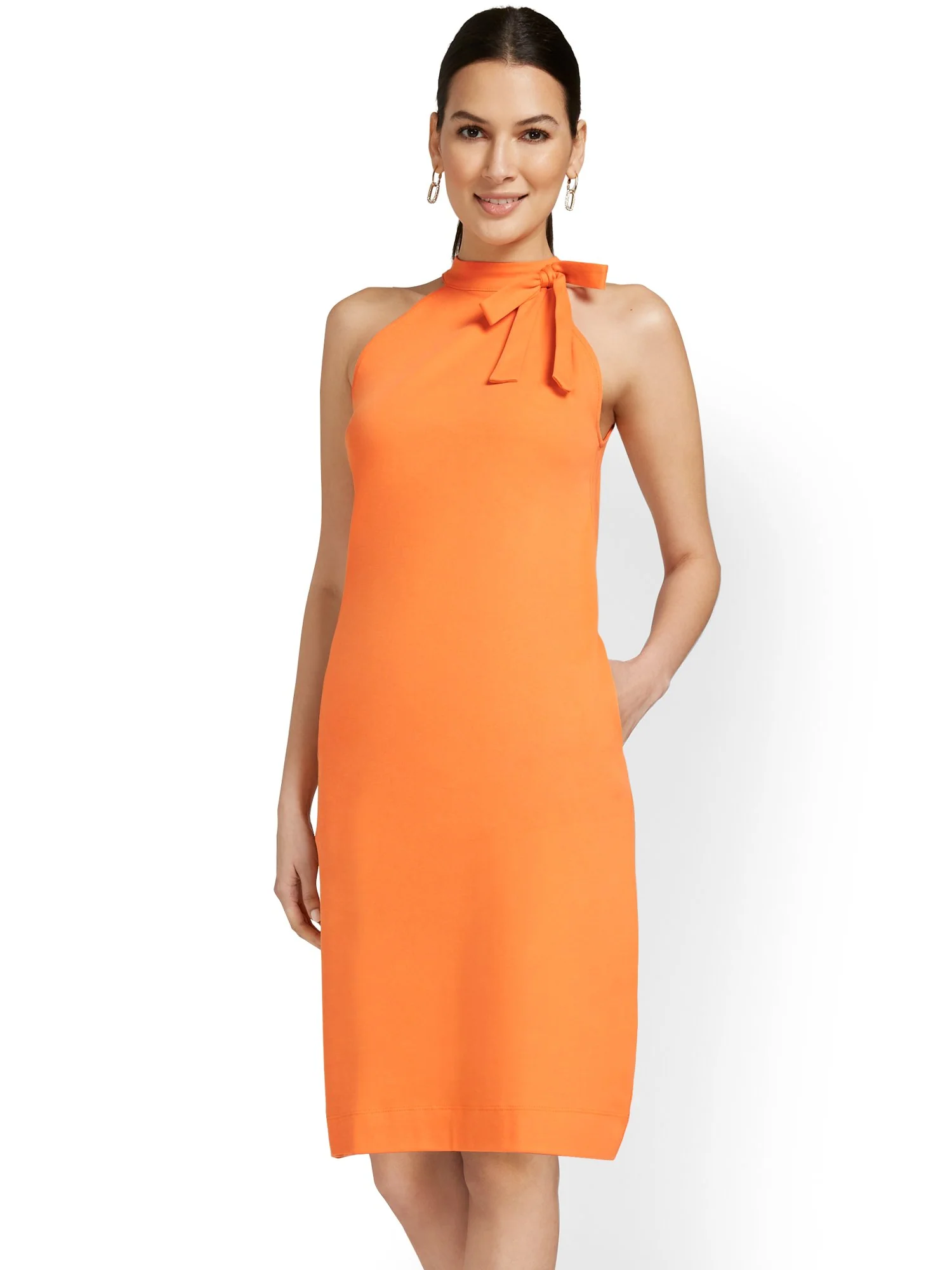 Tall Bow-Front Halterneck Dress - City Knits - Image 14