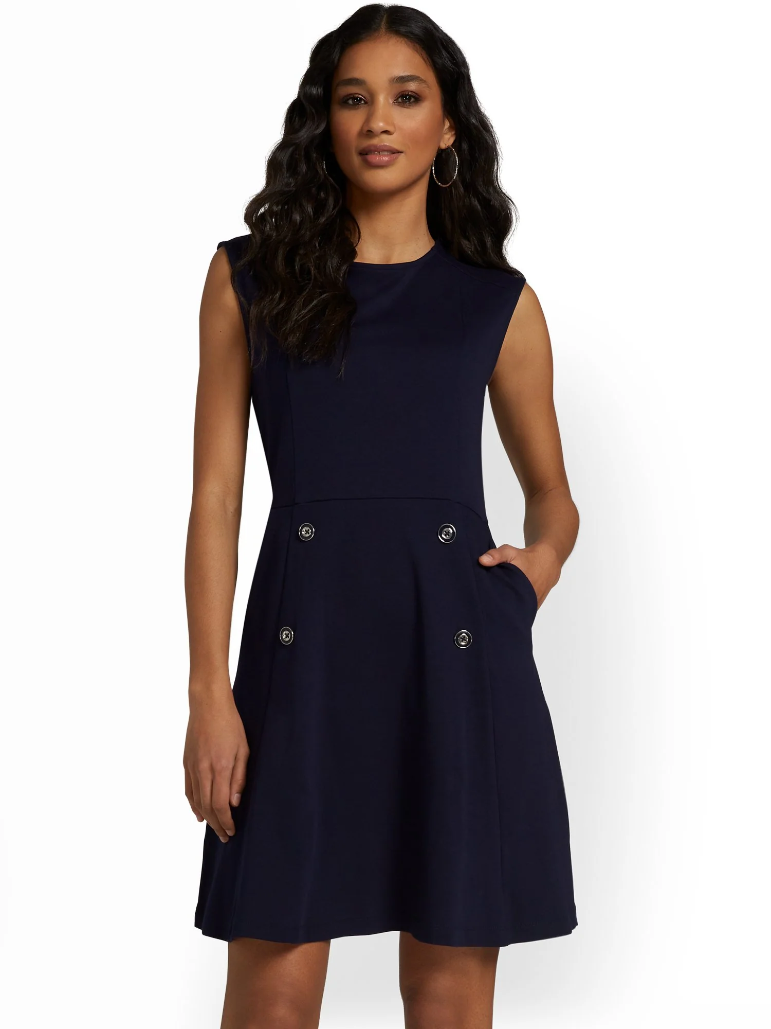 Tall Button-Front Flare Dress - City Knits - Image 6