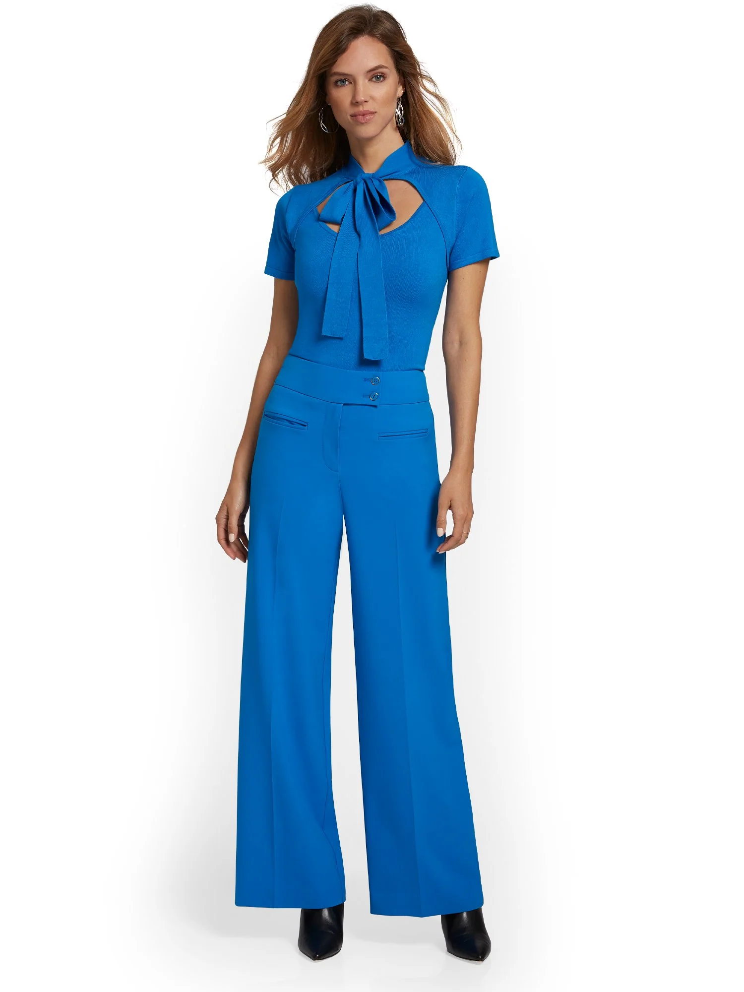 Tall Button Tab-Waist Wide-Leg Pant - Essential Stretch - Image 8