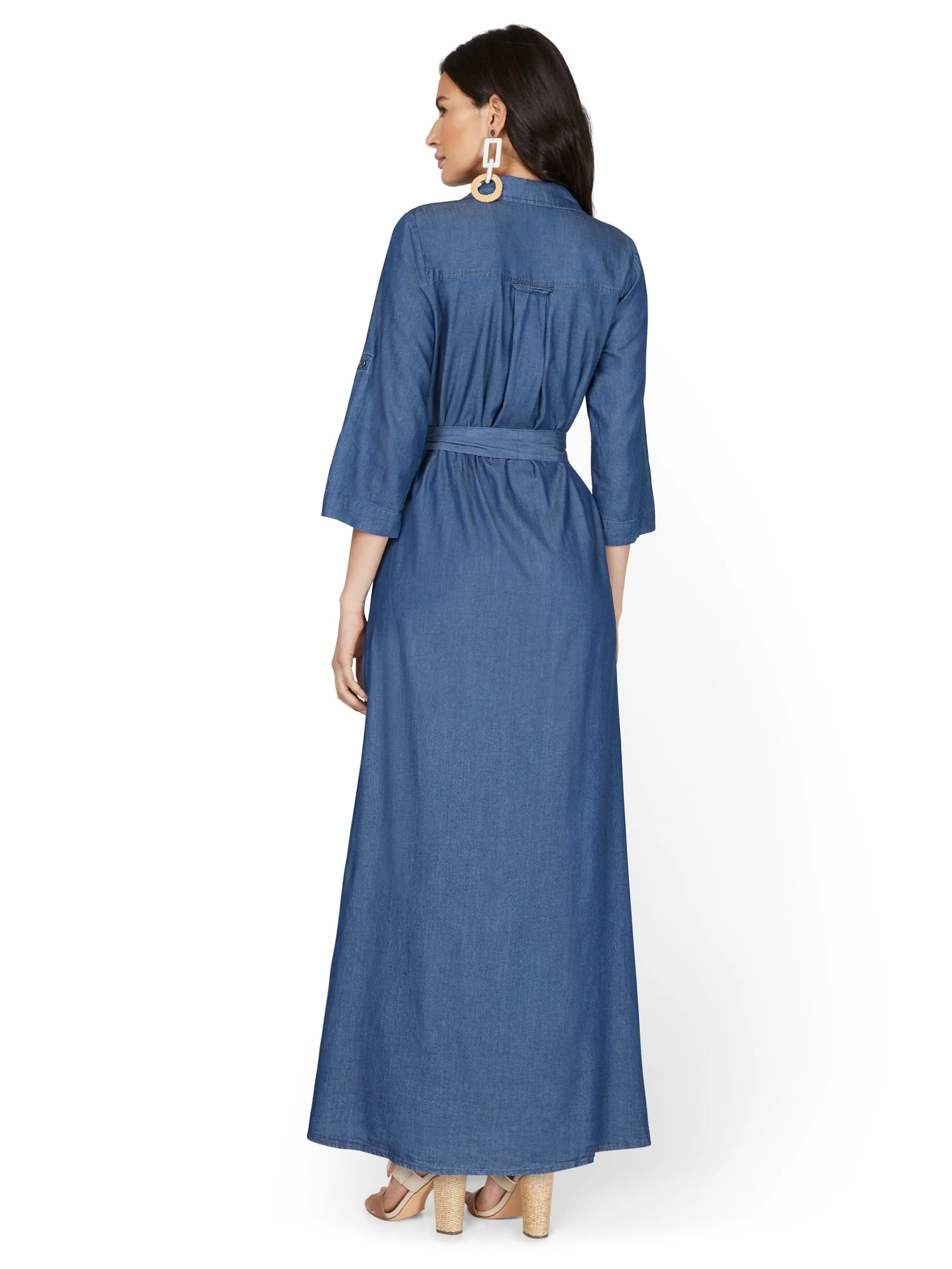Tall Chambray Belted Maxi Shirtdress - Image 3