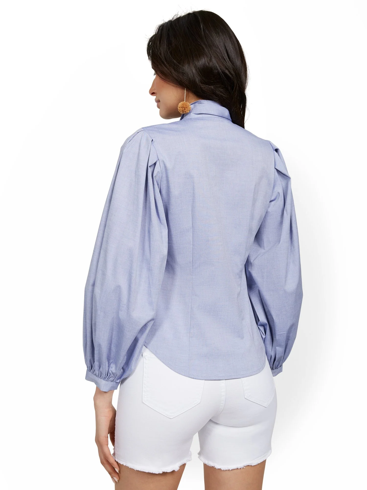 Tall Chambray Poplin Bow Shirt - Lily & Cali - Image 3