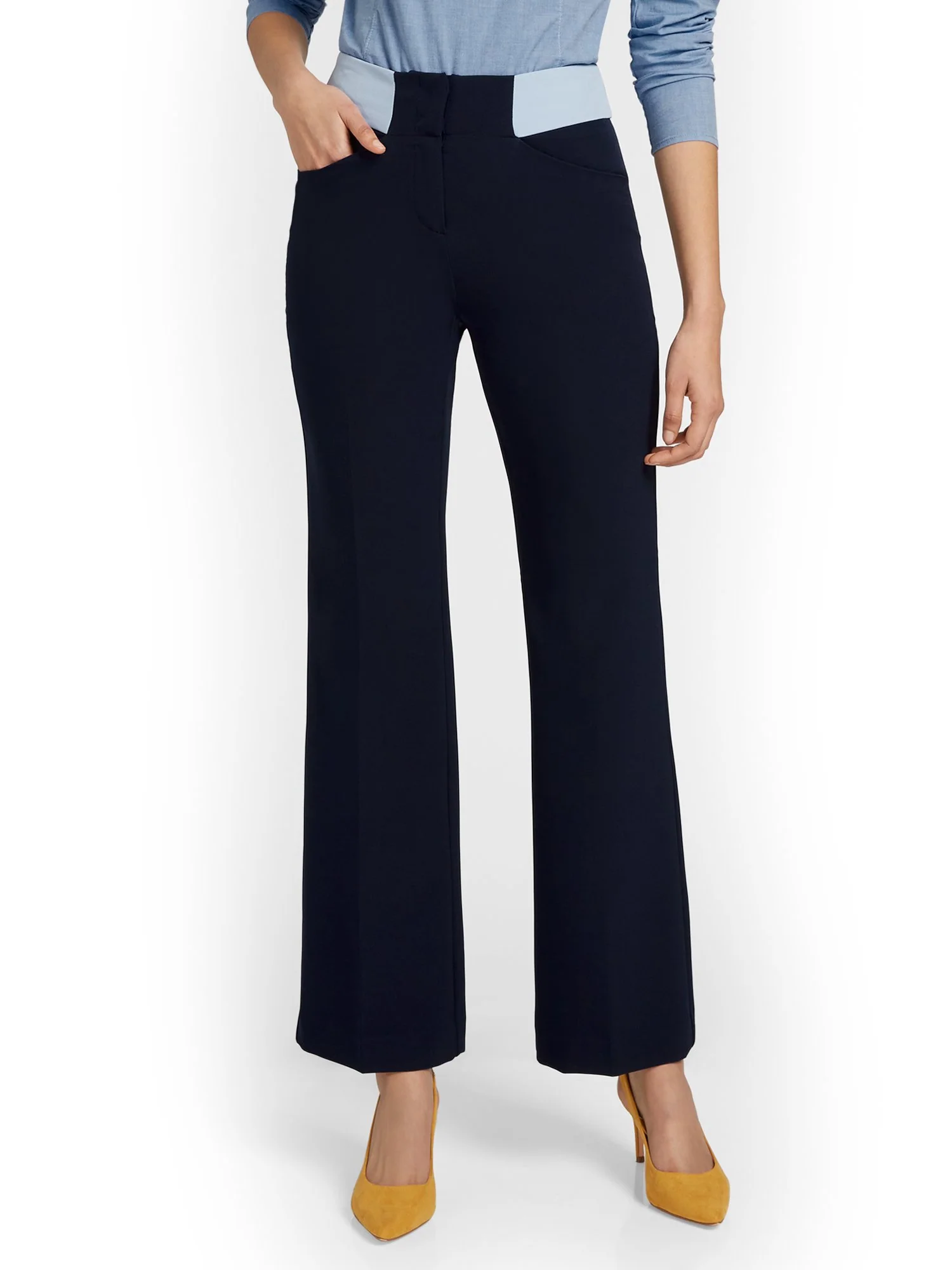 Tall Colorblock-Waist Wide-Leg Pant