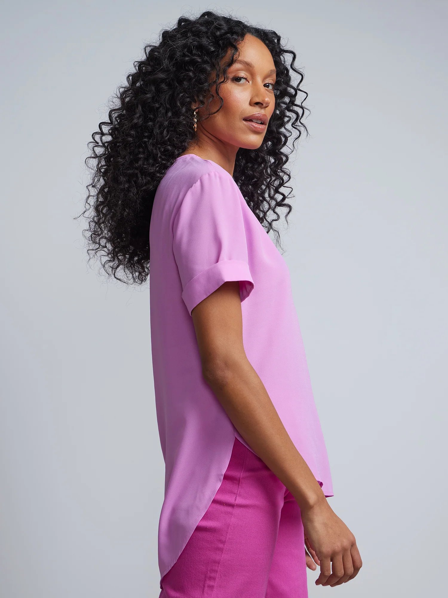 Tall Crewneck Side-Slit Cuffed Tee - Image 10