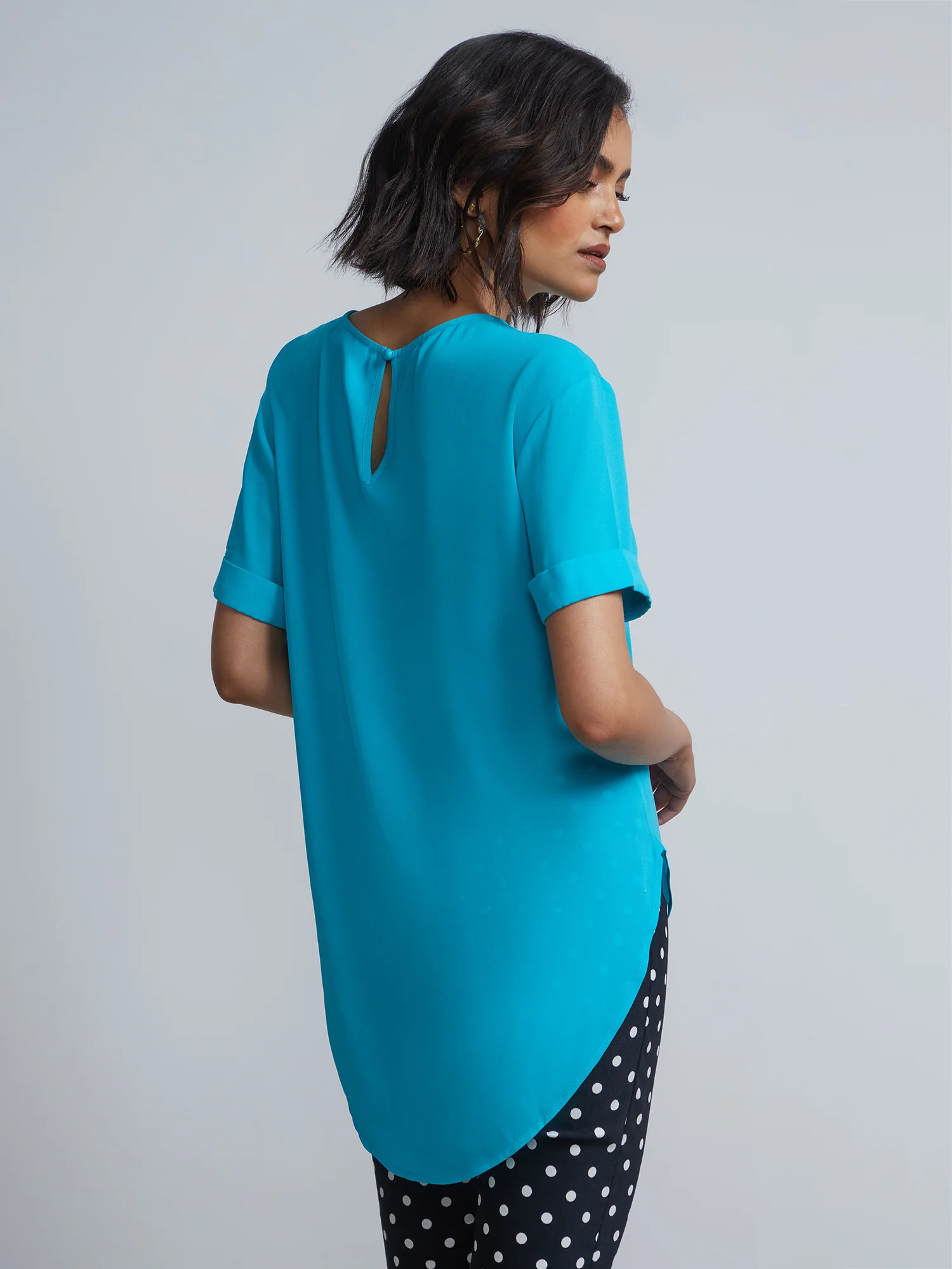 Tall Crewneck Side-Slit Cuffed Tee - Image 32