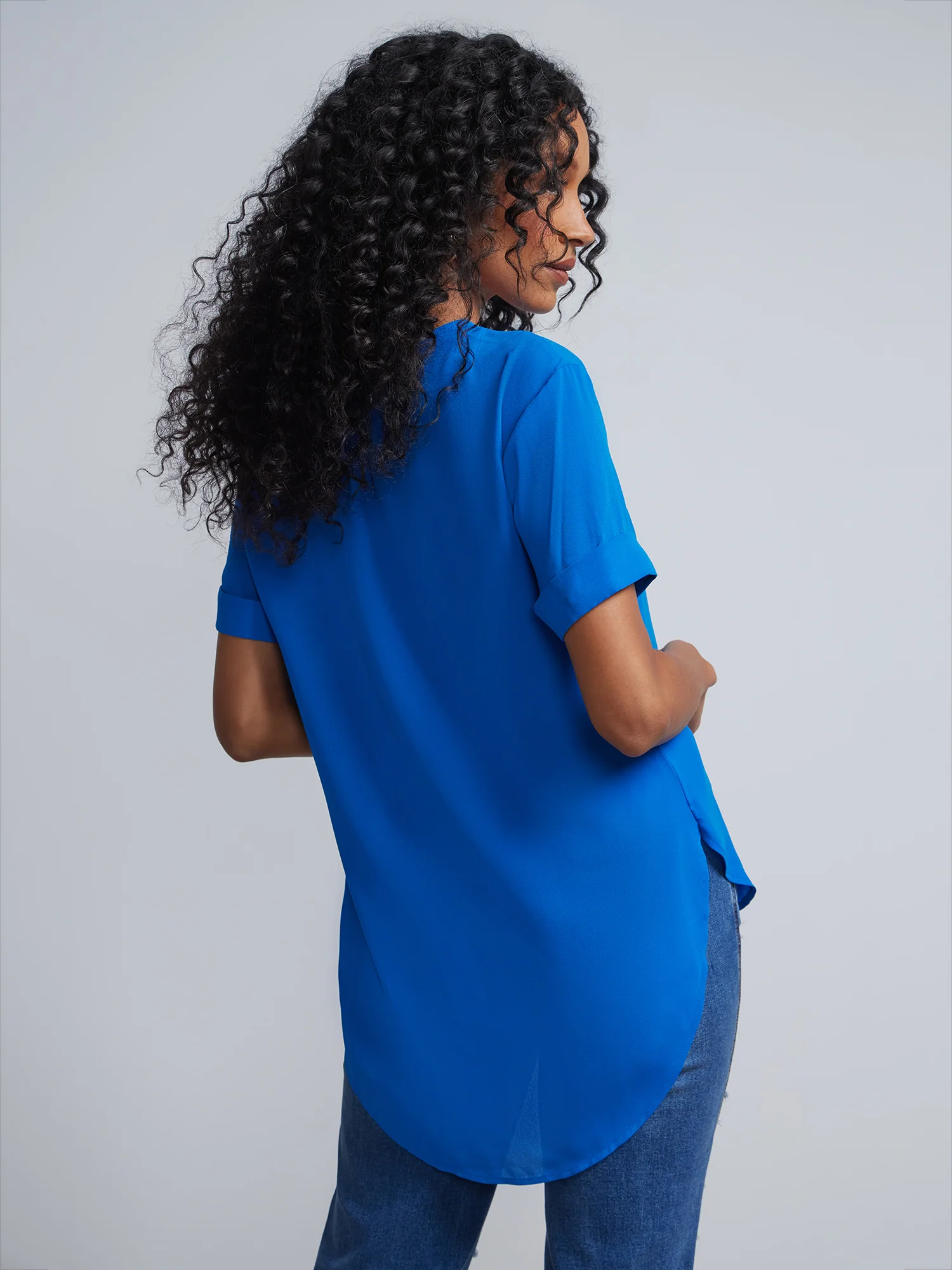 Tall Crewneck Side-Slit Cuffed Tee - Image 36