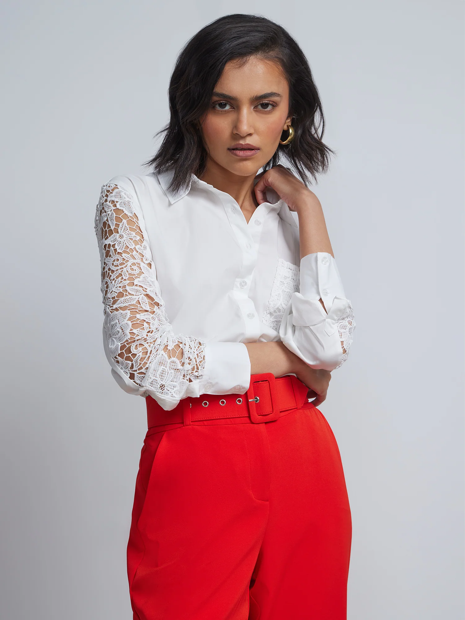 Tall Crochet Boyfriend Button-Front - NY&C Madison Shirt®