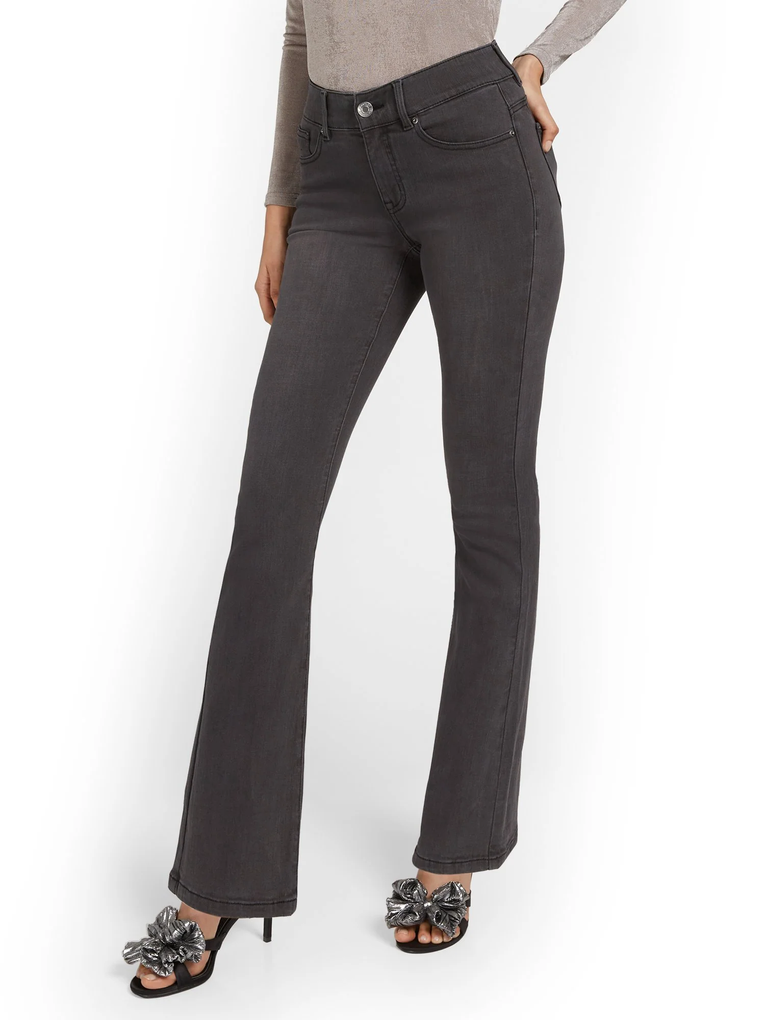 Tall Curvy High-Waisted Bootcut Jeans - Grey - Image 2